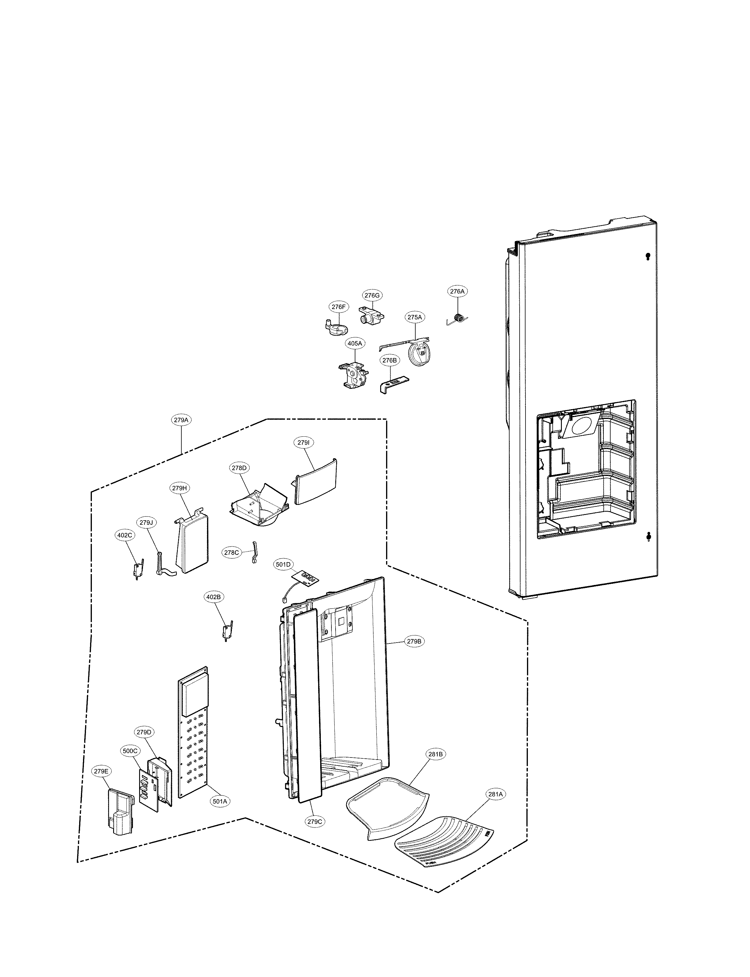 LG LMXS27626D/00 dispenser parts diagram
