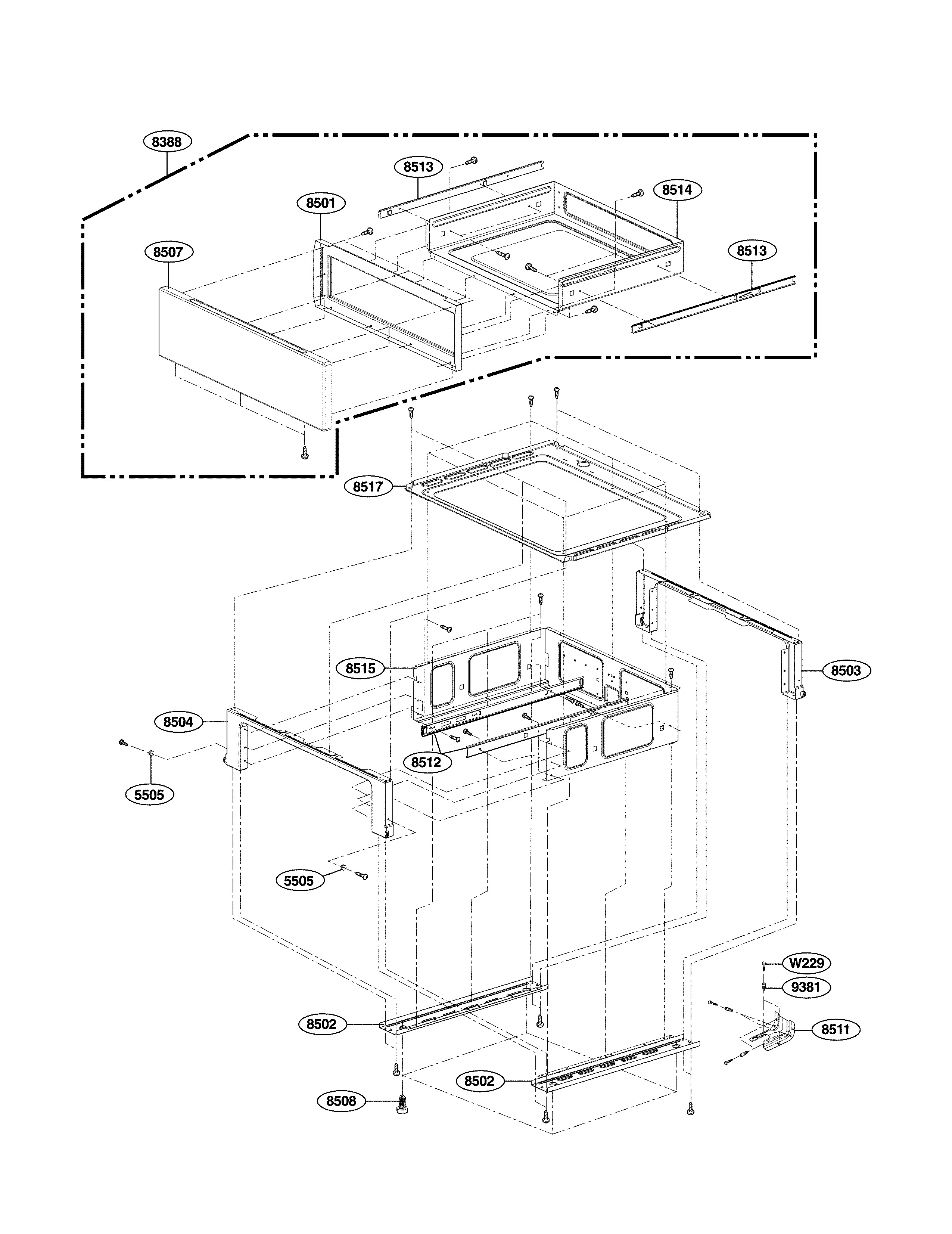LG LSB5682SS/00 drawer parts diagram
