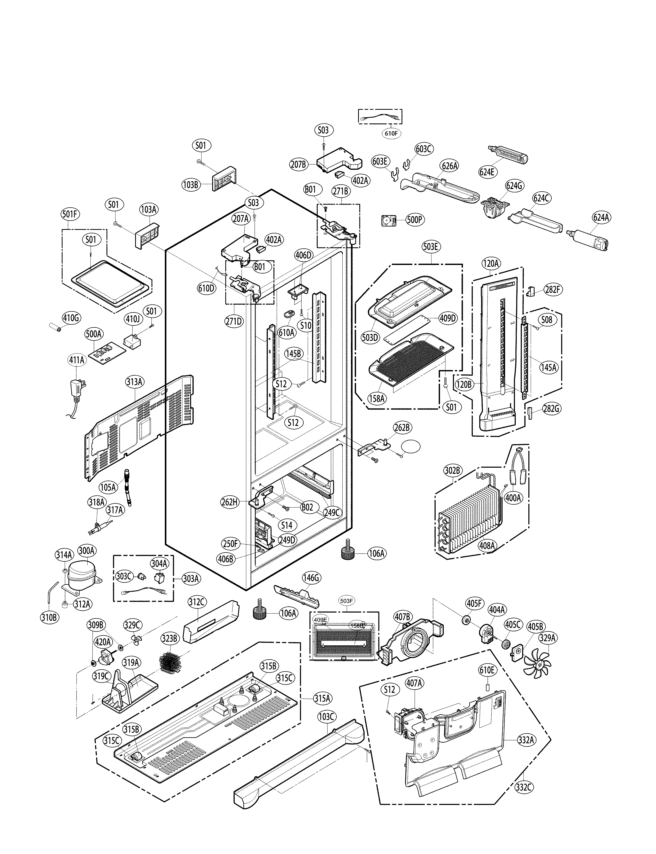 Kenmore 79570322311 case parts diagram
