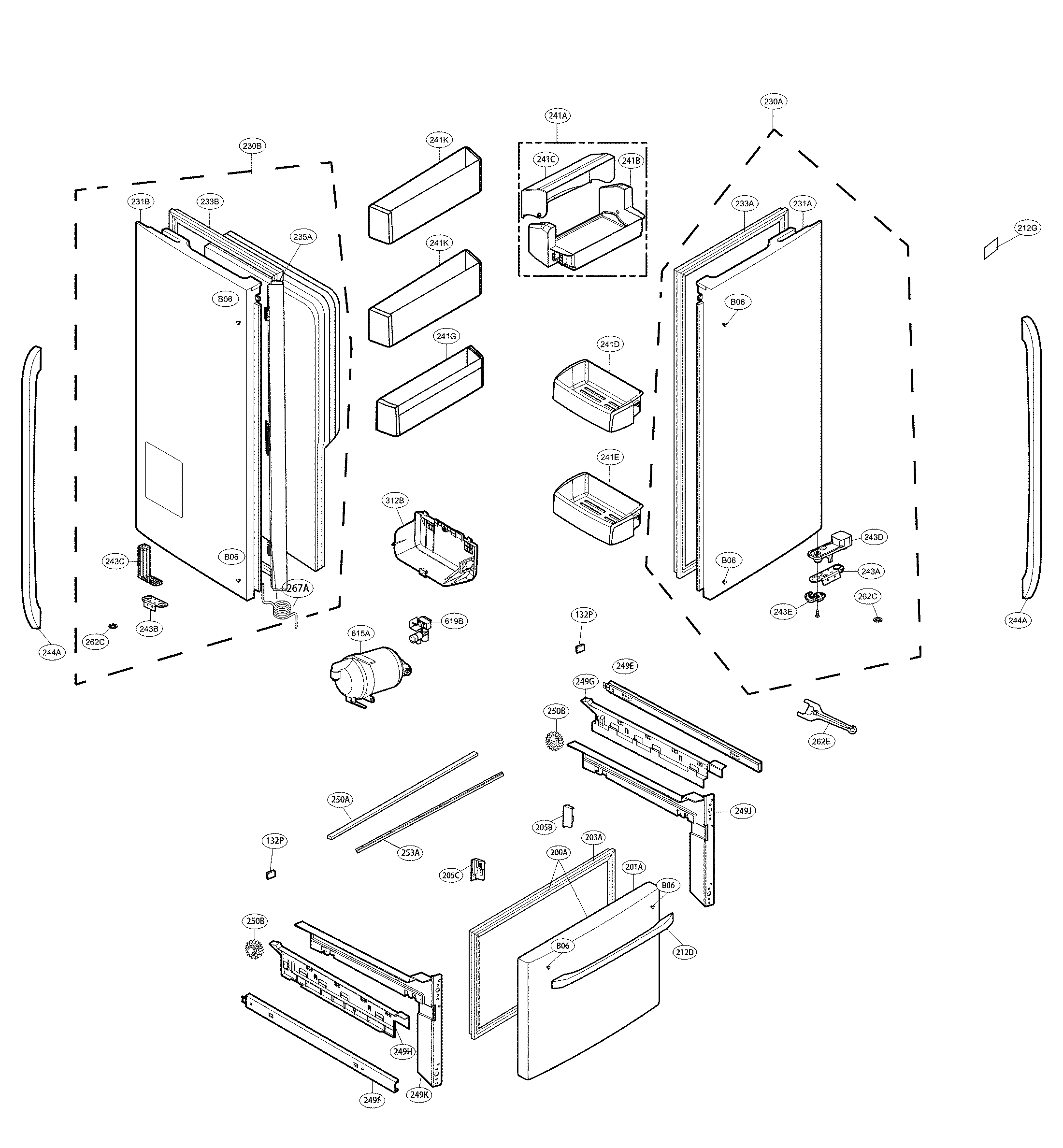 Kenmore 79570322311 door parts diagram