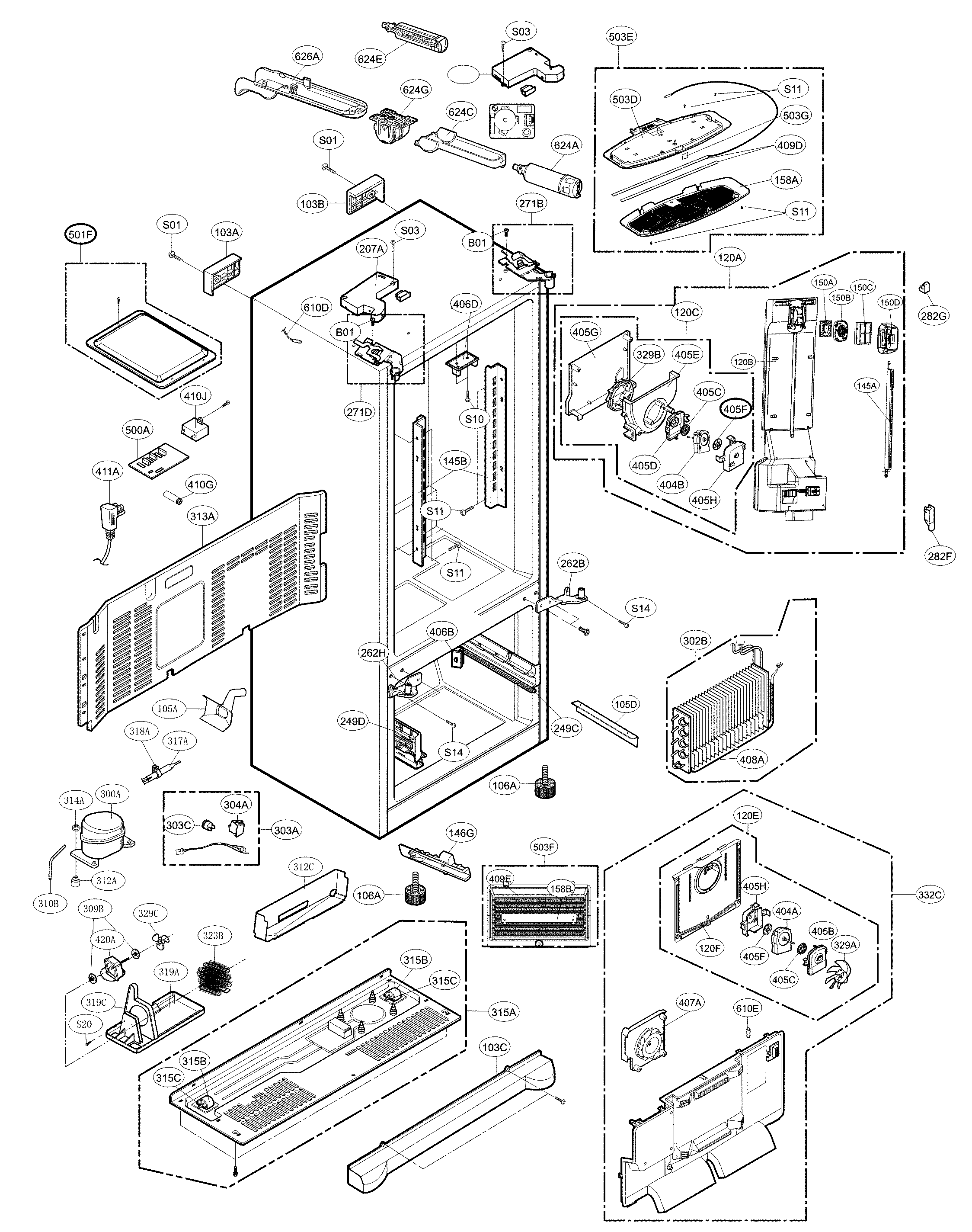 Kenmore 79572493611 case parts diagram