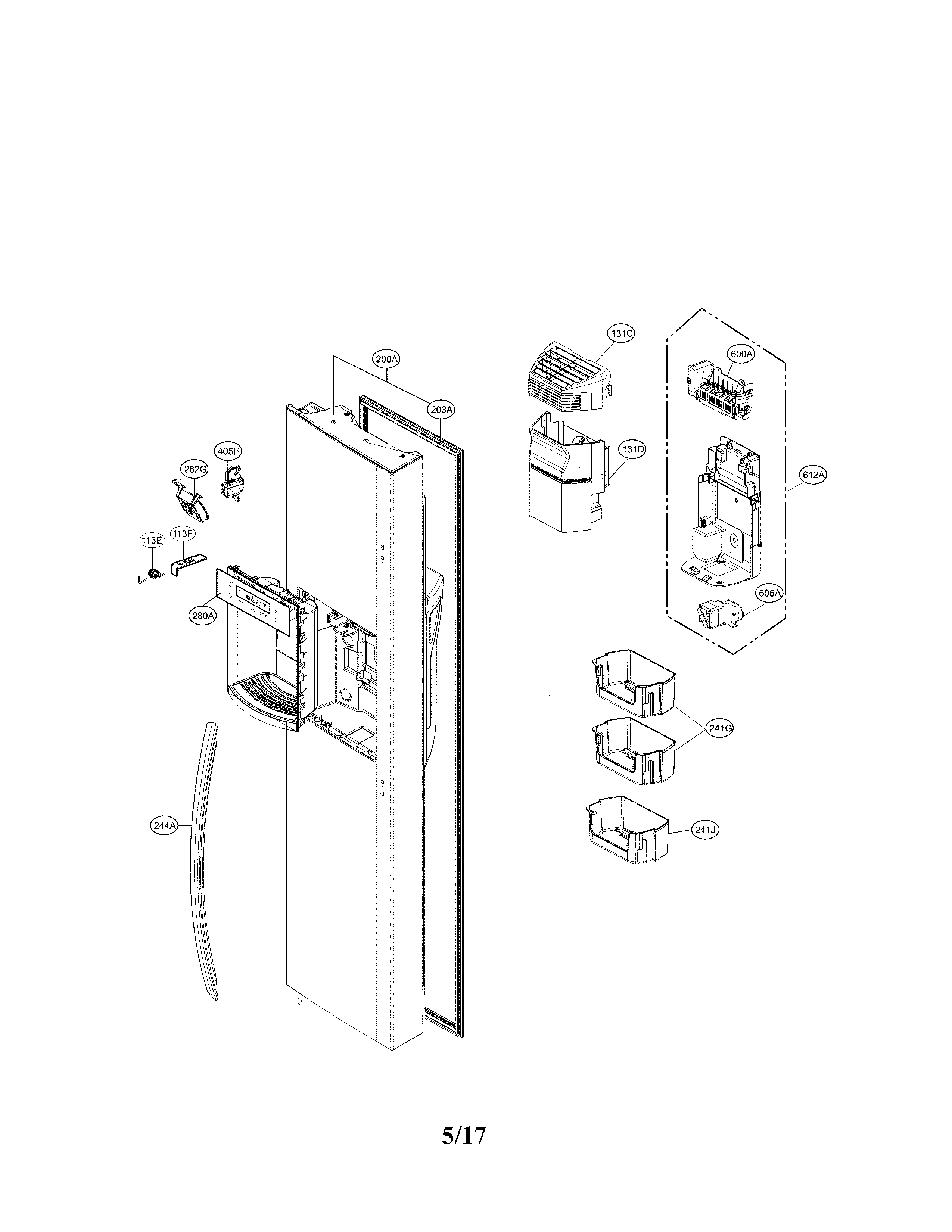 Kenmore Elite 79551863610 freezer door parts diagram