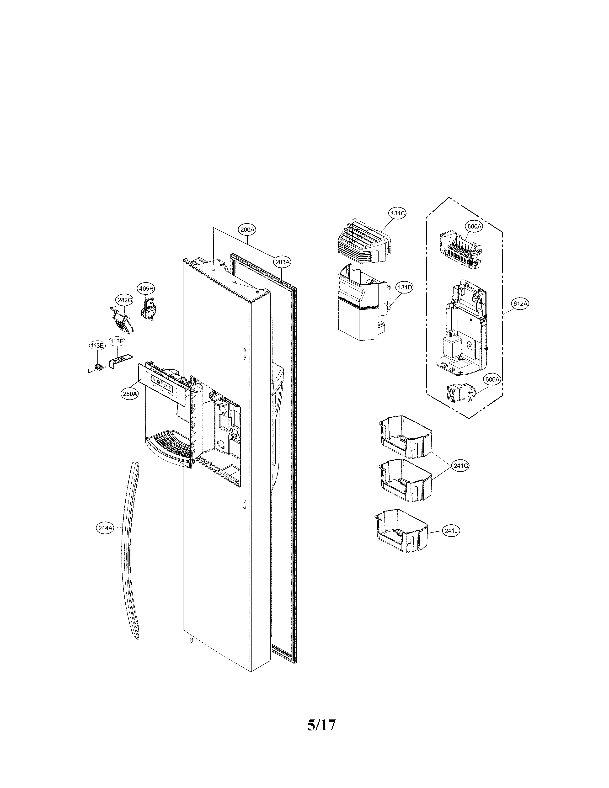 Kenmore Elite 79551867611 freezer door parts diagram