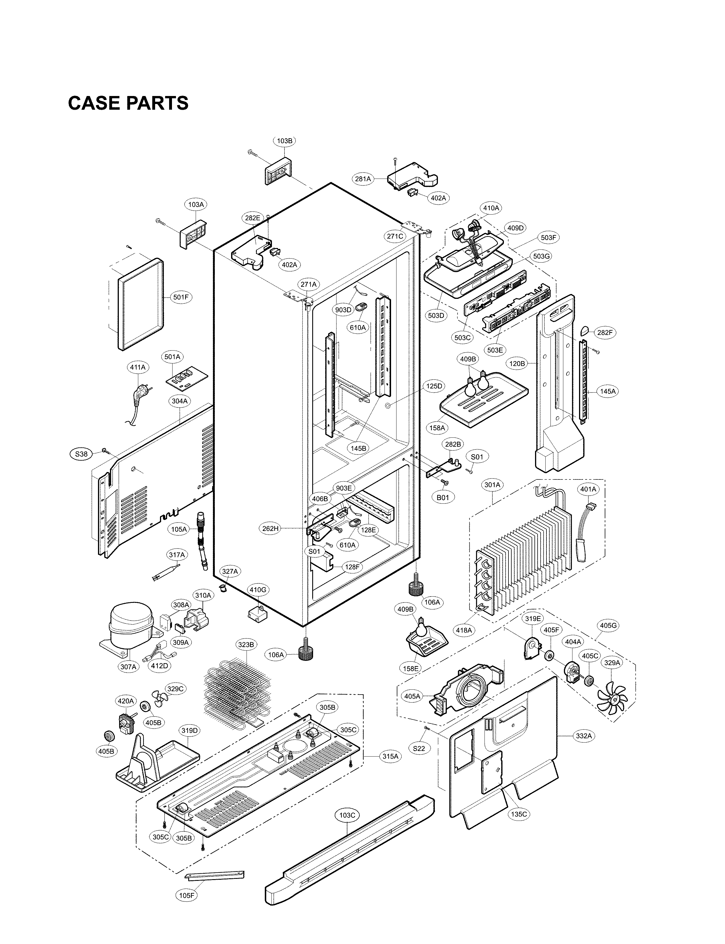 LG LFC23760ST/04 case parts diagram