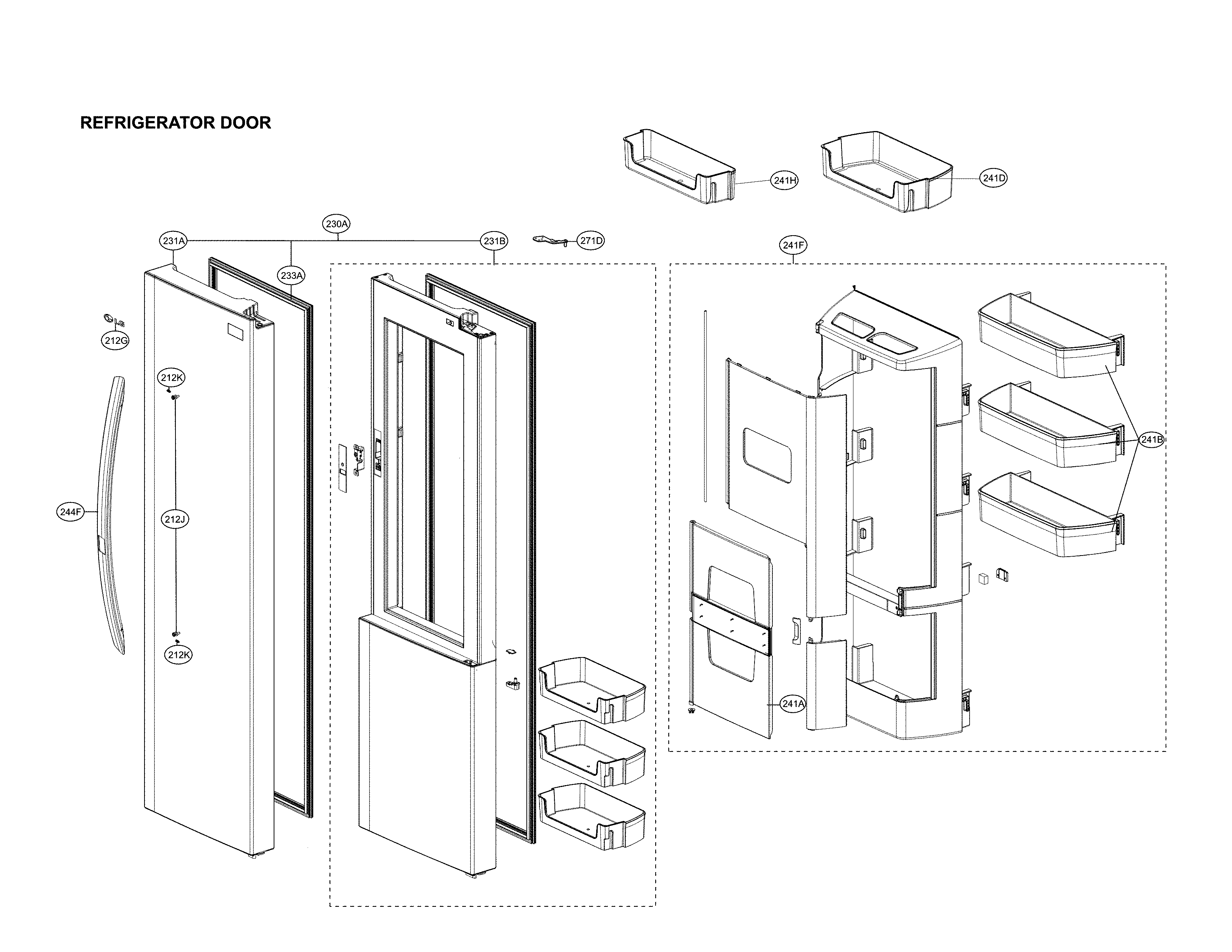 LG LSXS26366S/02 refrigertaor door parts diagram