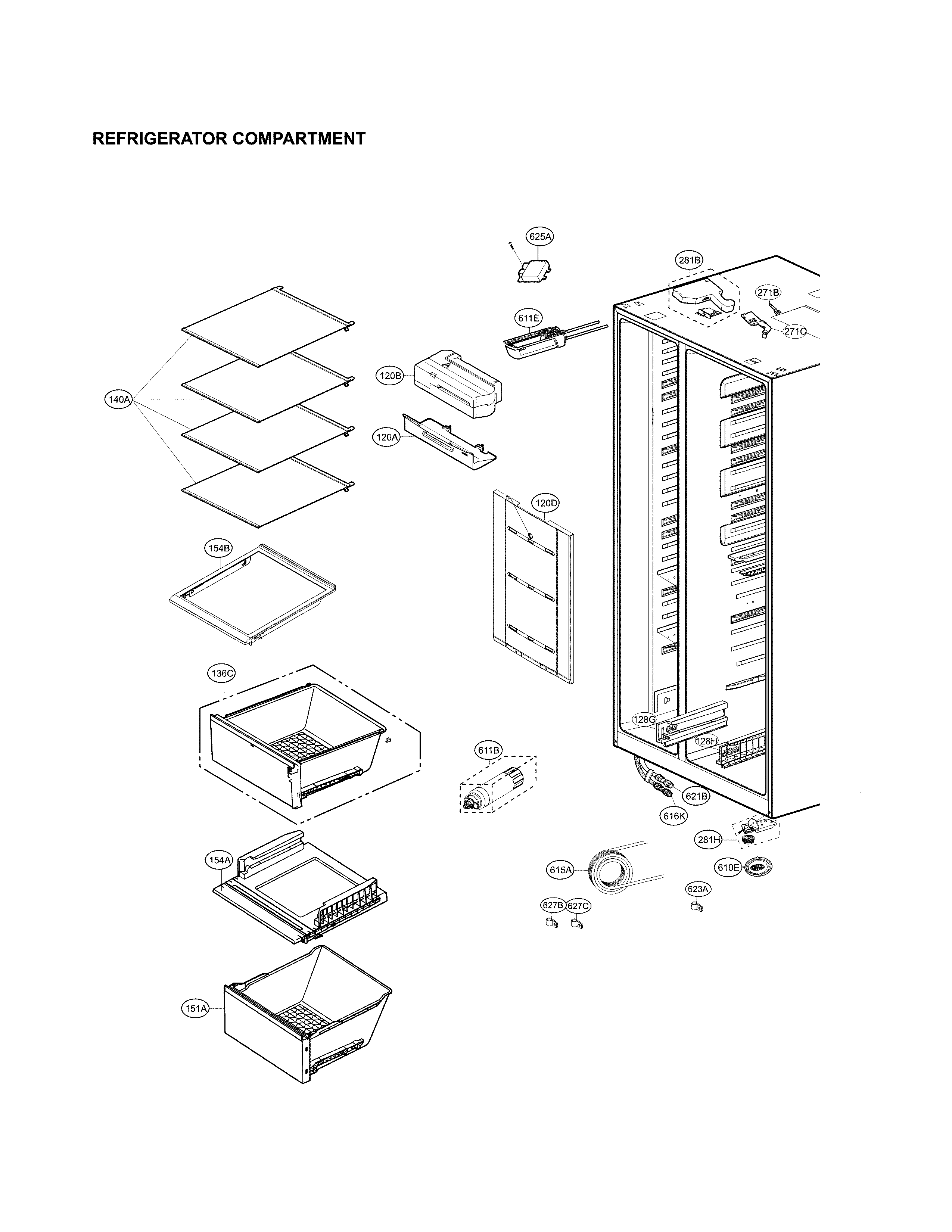 LG LSXS26366S/02 refrigerator compartment parts diagram