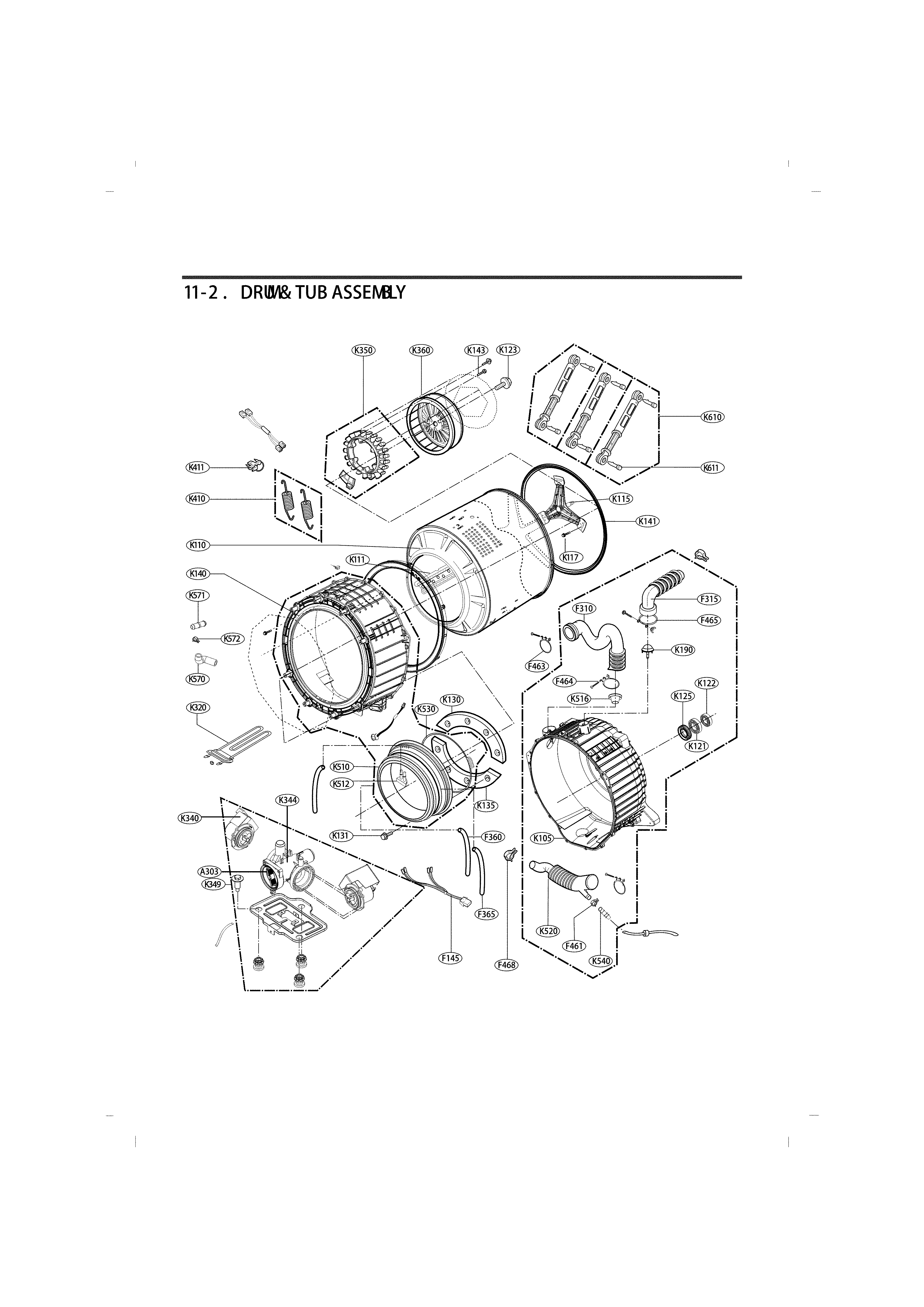 LG WM4270HWA/01 drum and motor parts diagram