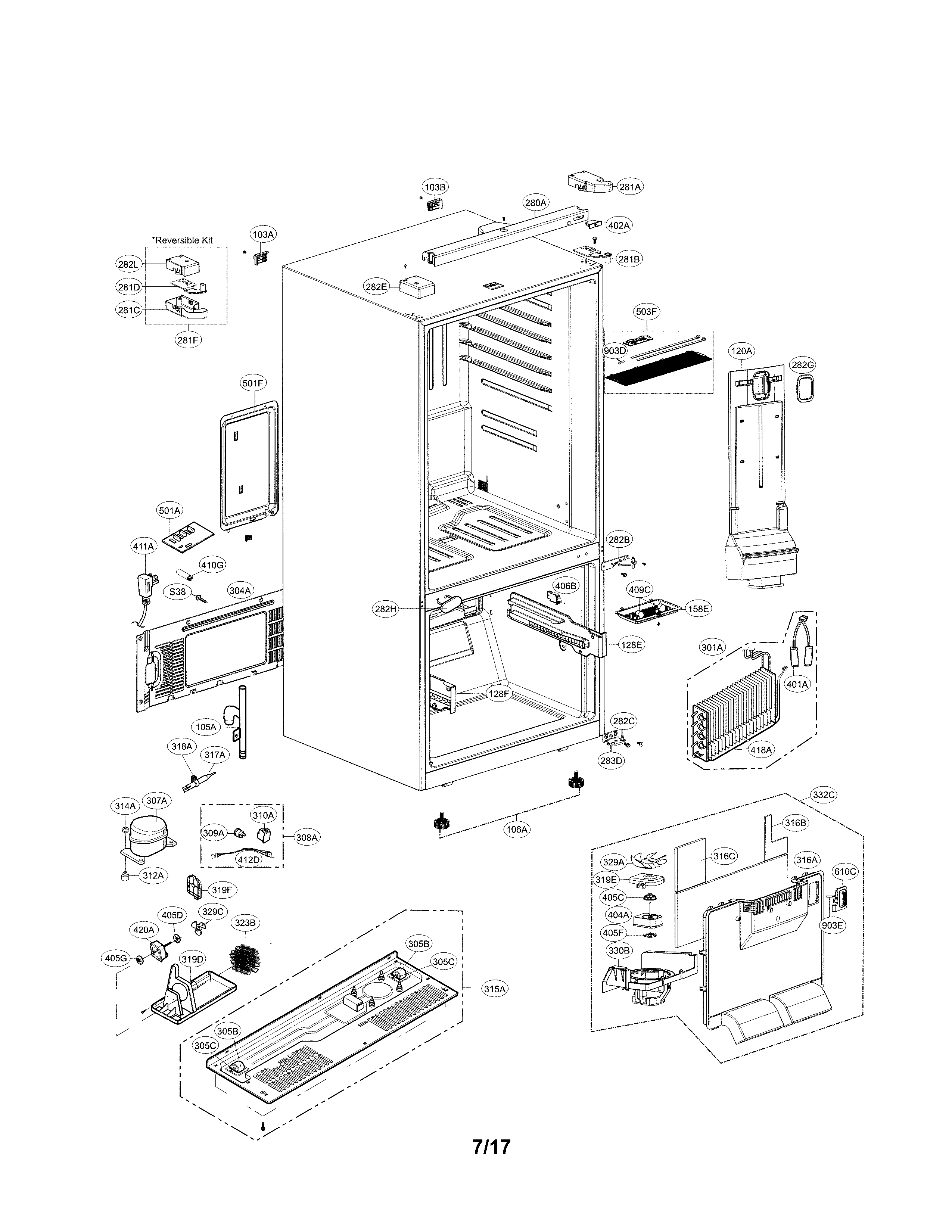LG LBC24360ST/00 case parts diagram