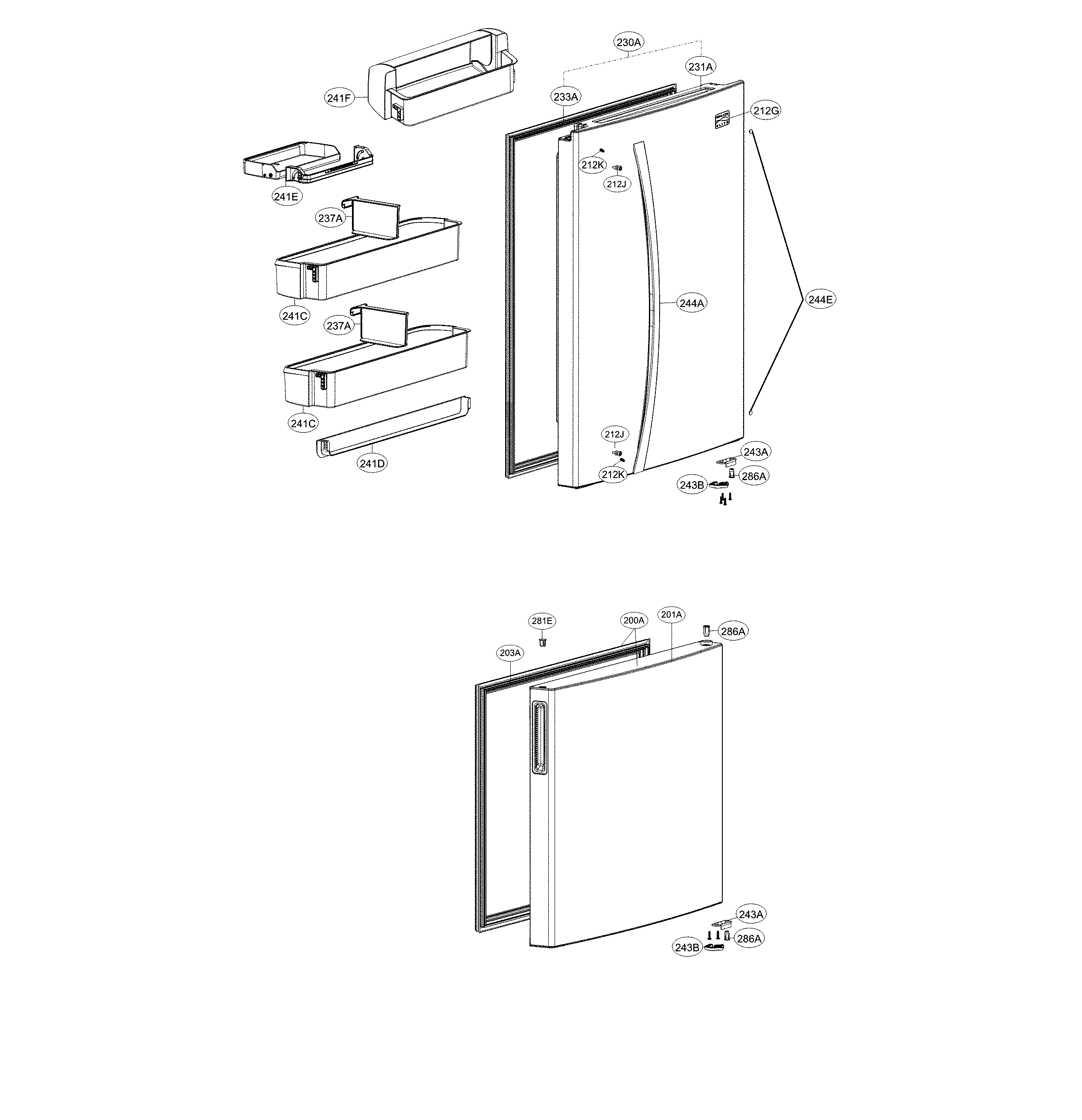 LG LBC24360ST/03 door parts diagram