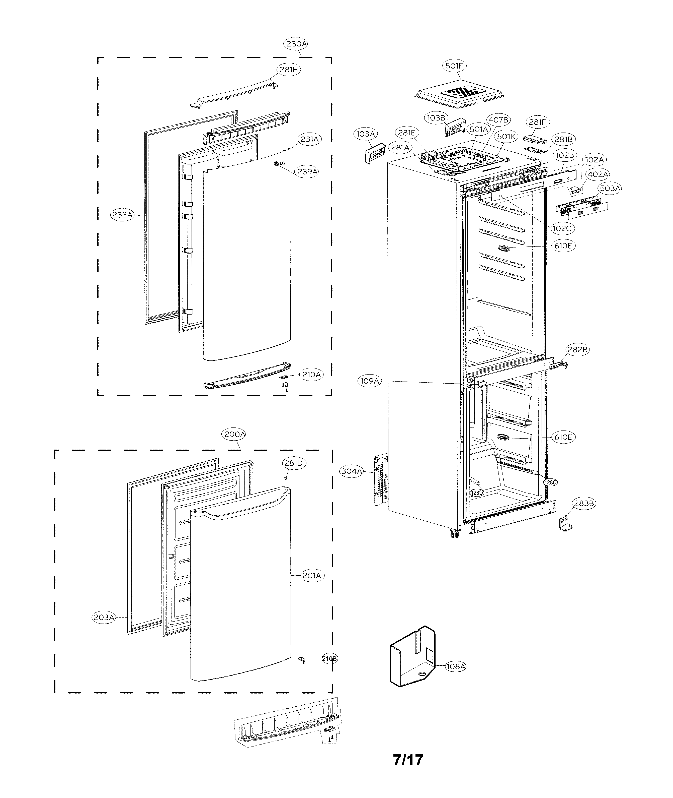 LG LBN10551PV/00 case parts diagram