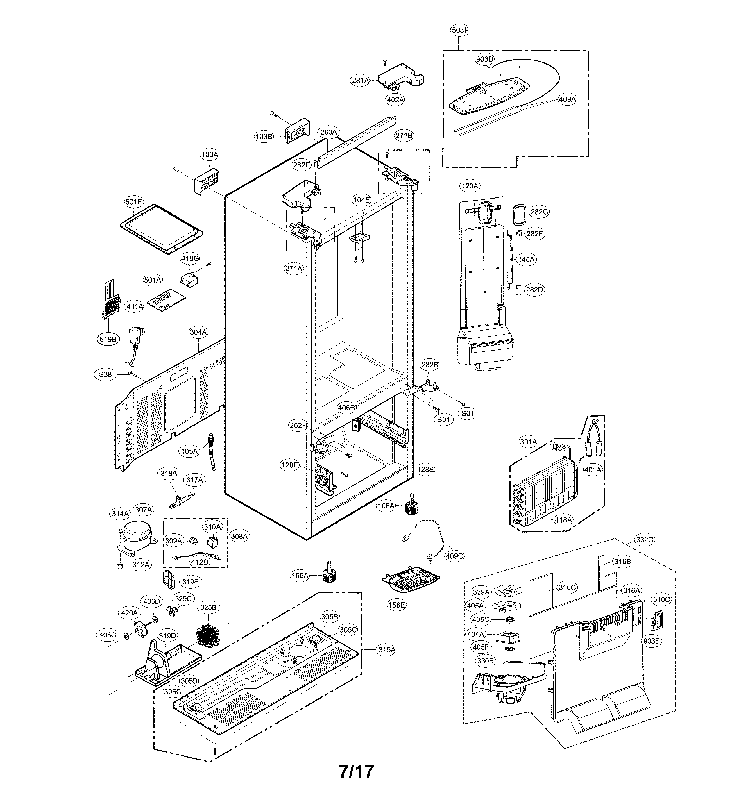 LG LFC24770SB/00 case parts diagram