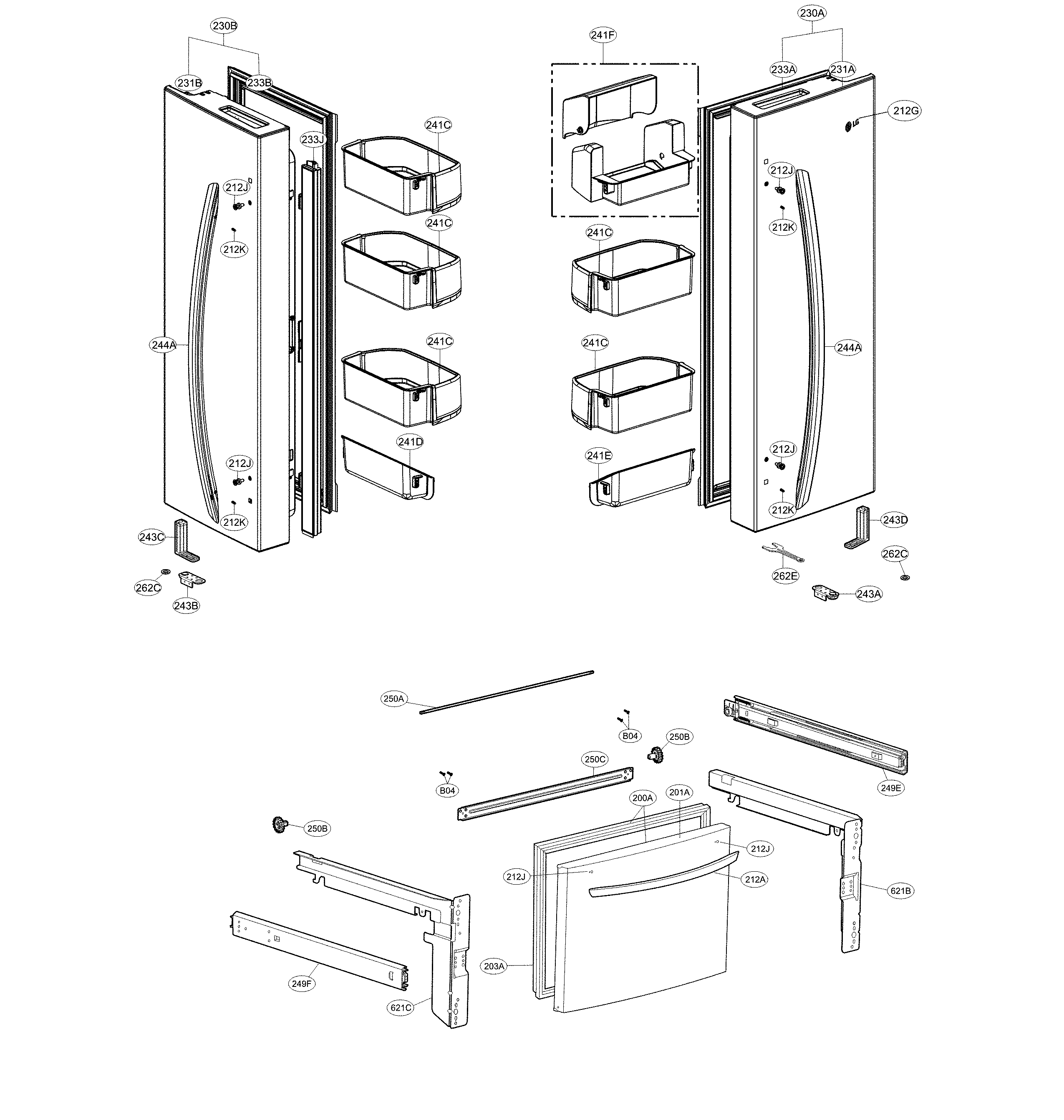 LG LFC24770SB/00 door parts diagram