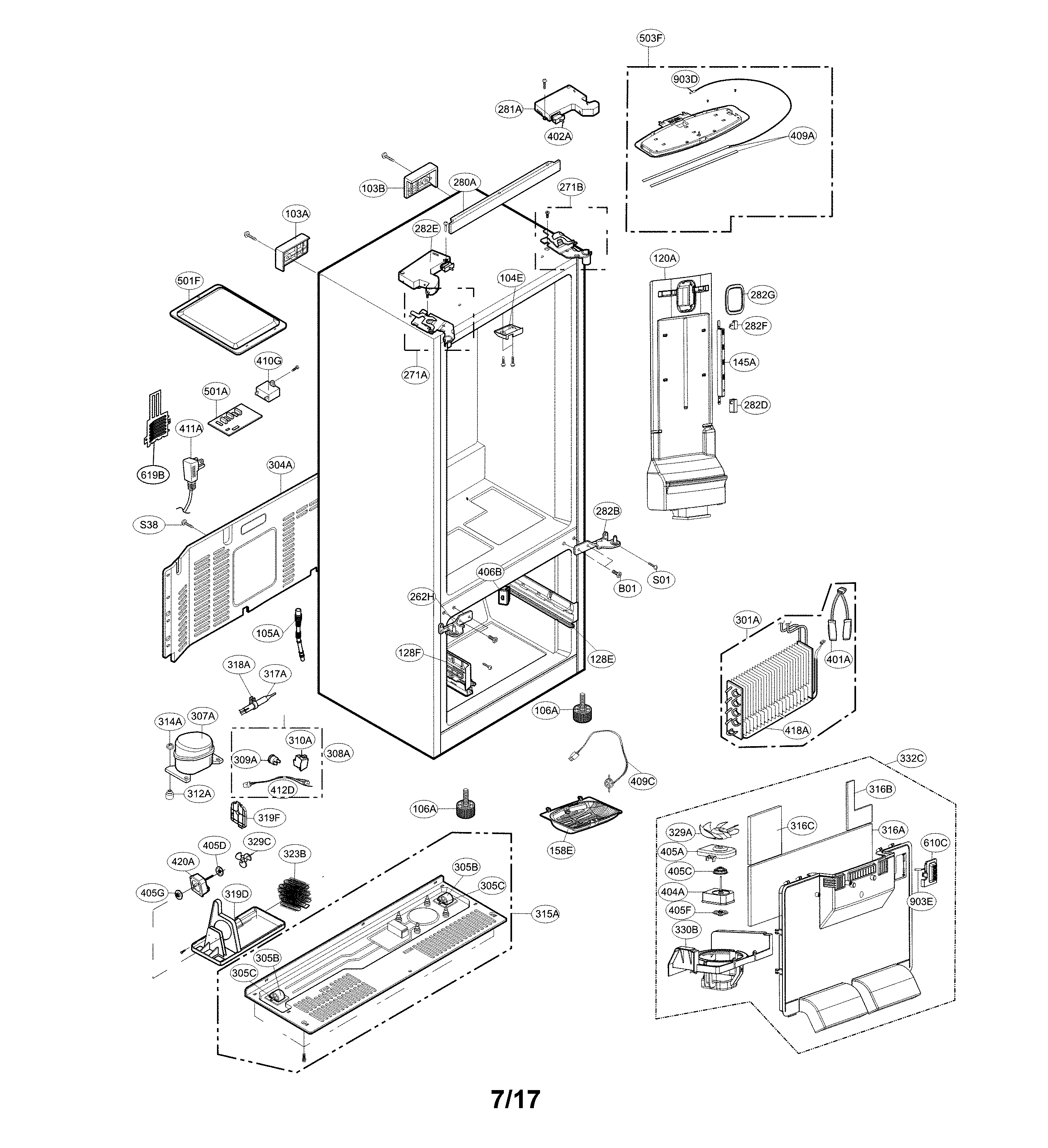 LG LFC24770SB/01 case parts diagram