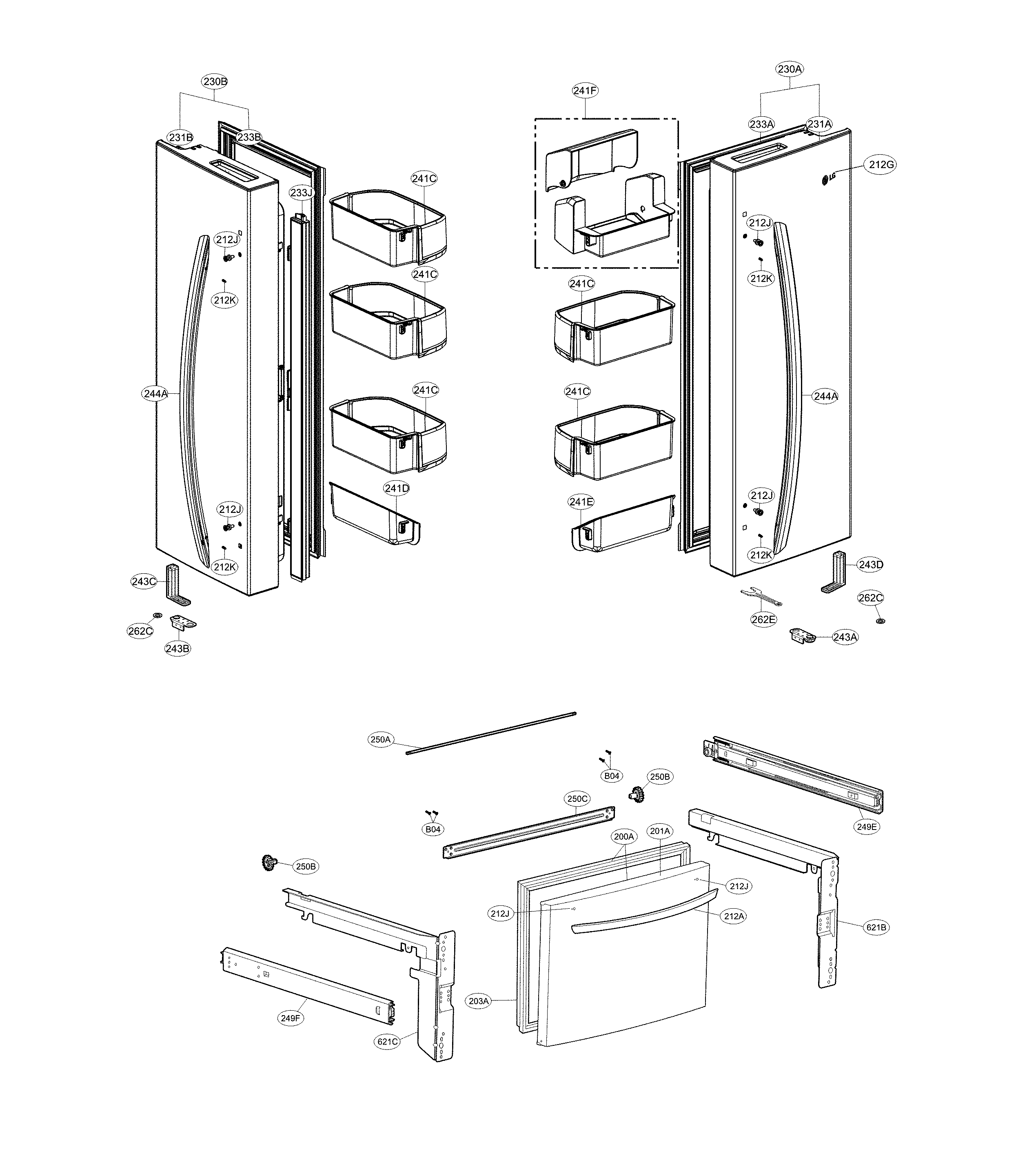 LG LFC24770SB/01 door parts diagram