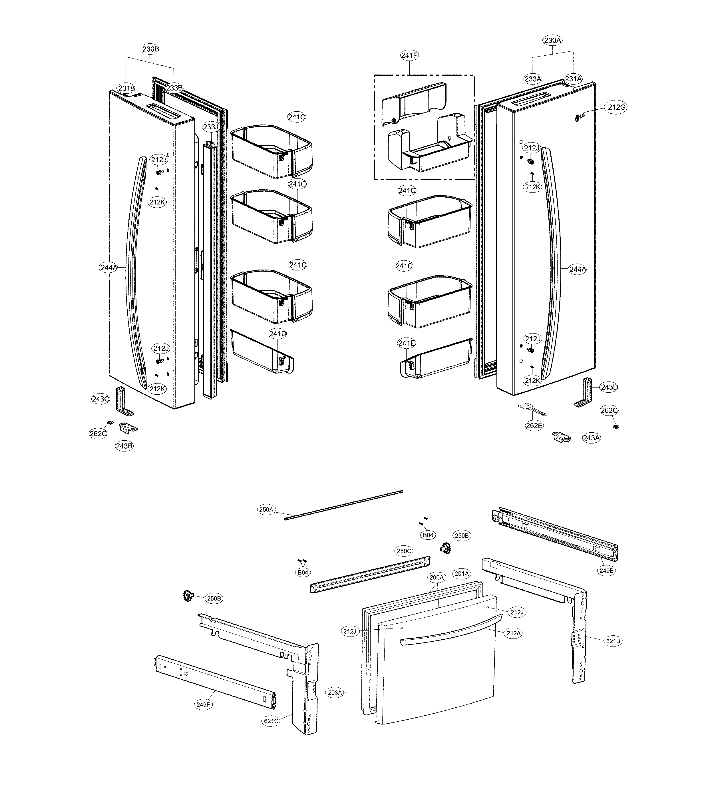 LG LFC24770SB/02 door parts diagram