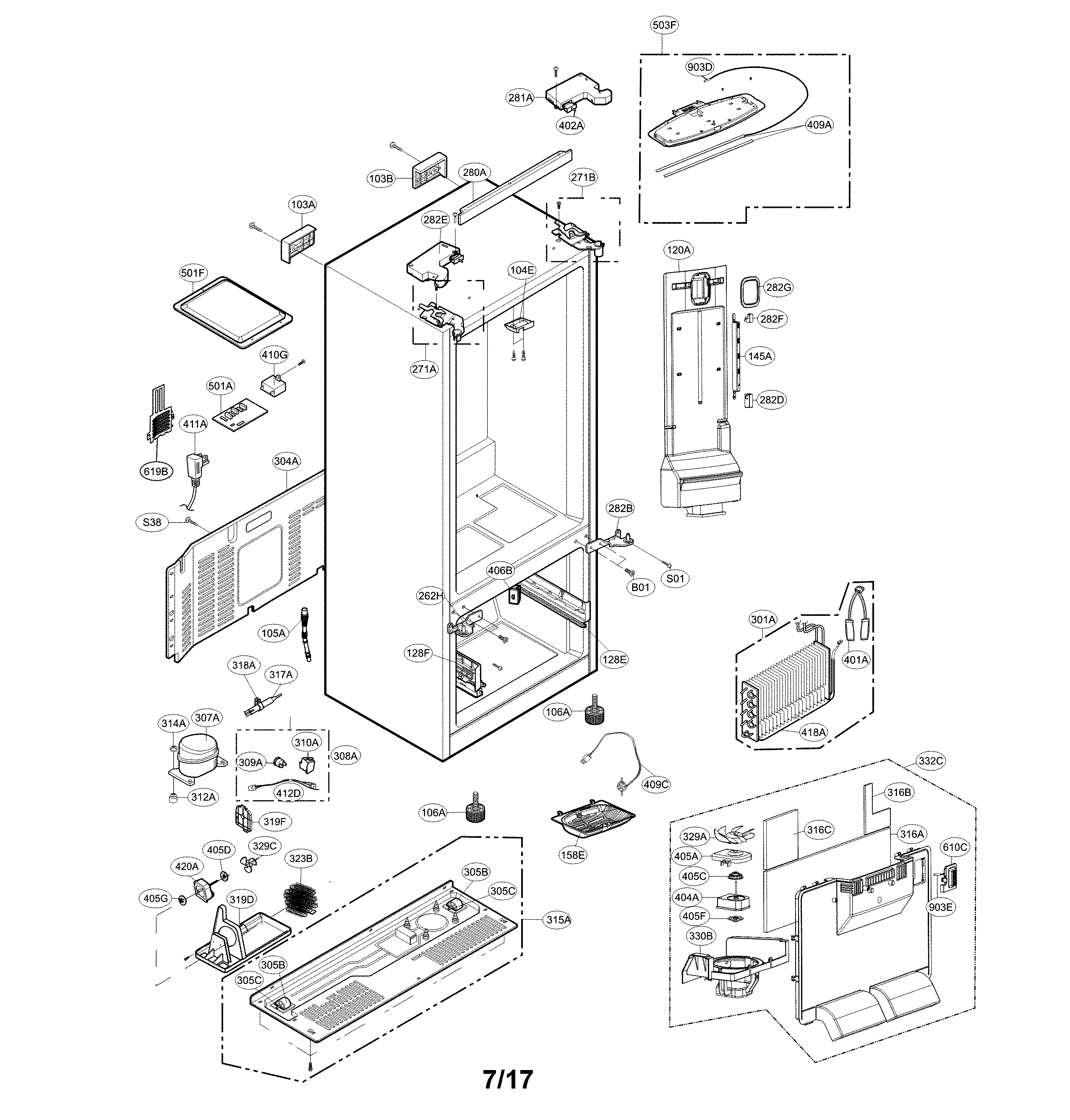 LG LFC24770ST/02 case parts diagram