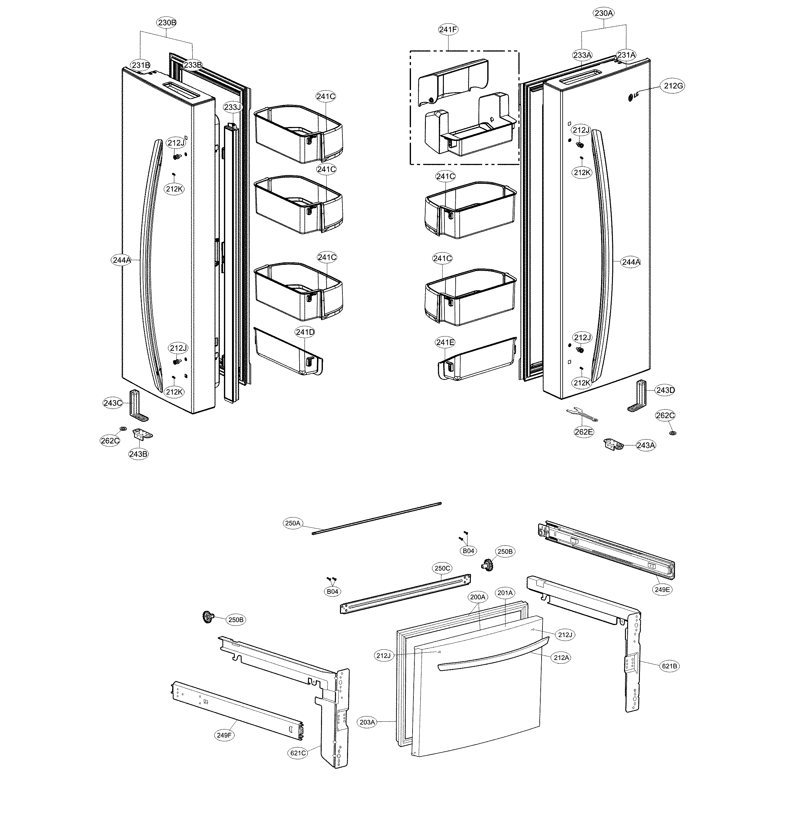 LG LFC24770ST/02 door parts diagram