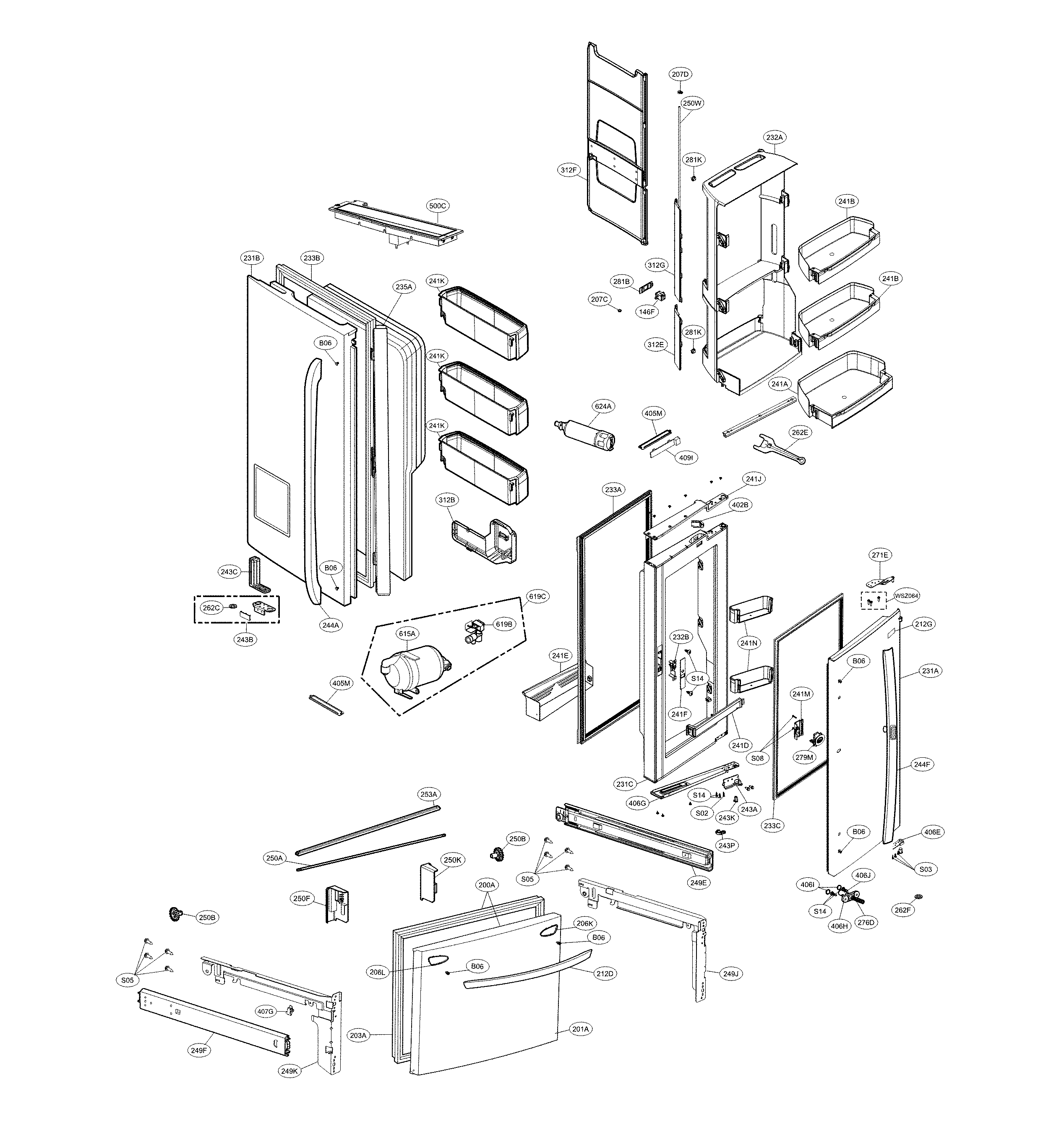 LG LFXS32766S/00 door parts diagram