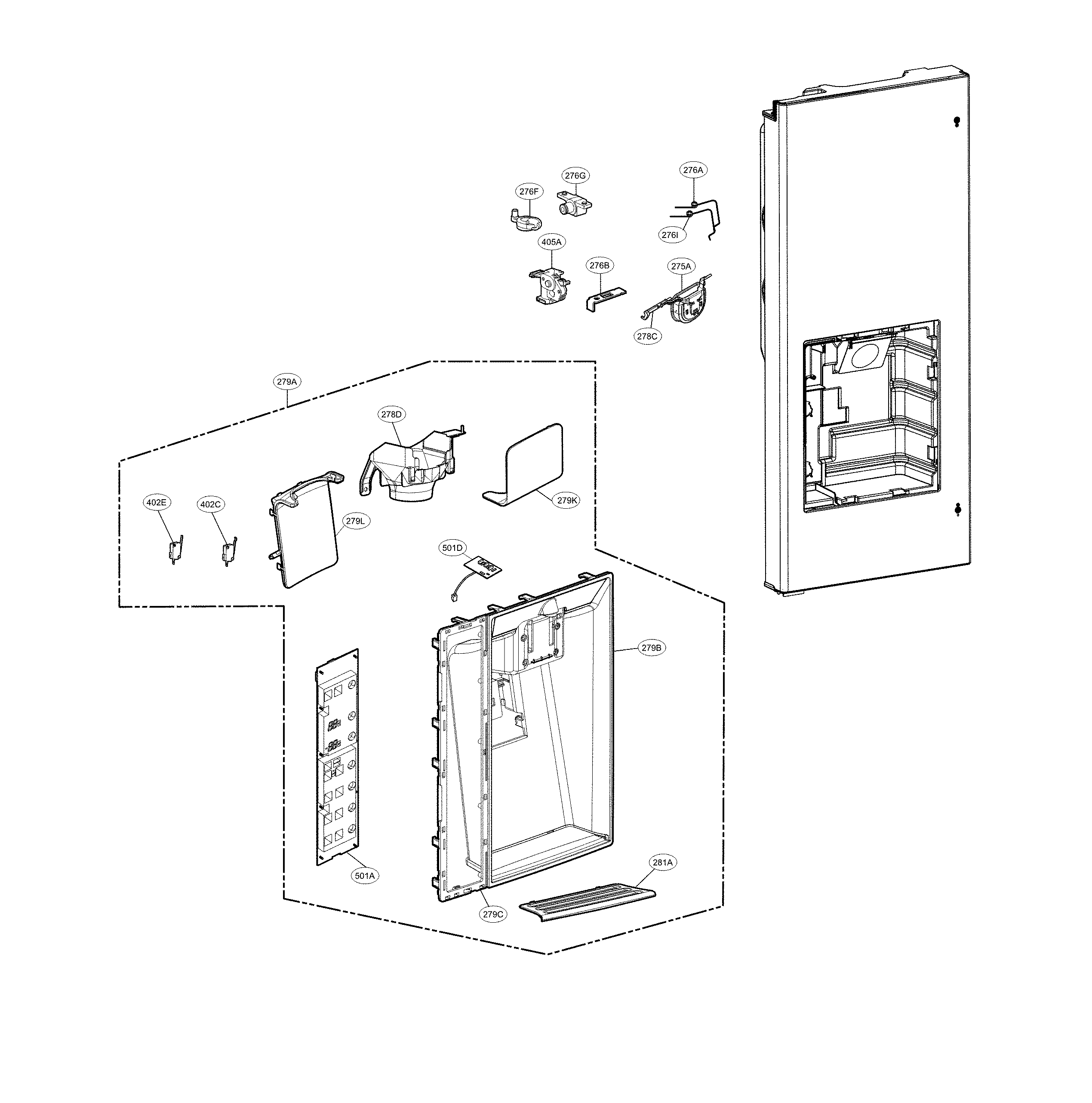 LG LFXS32766S/00 dispenser parts diagram