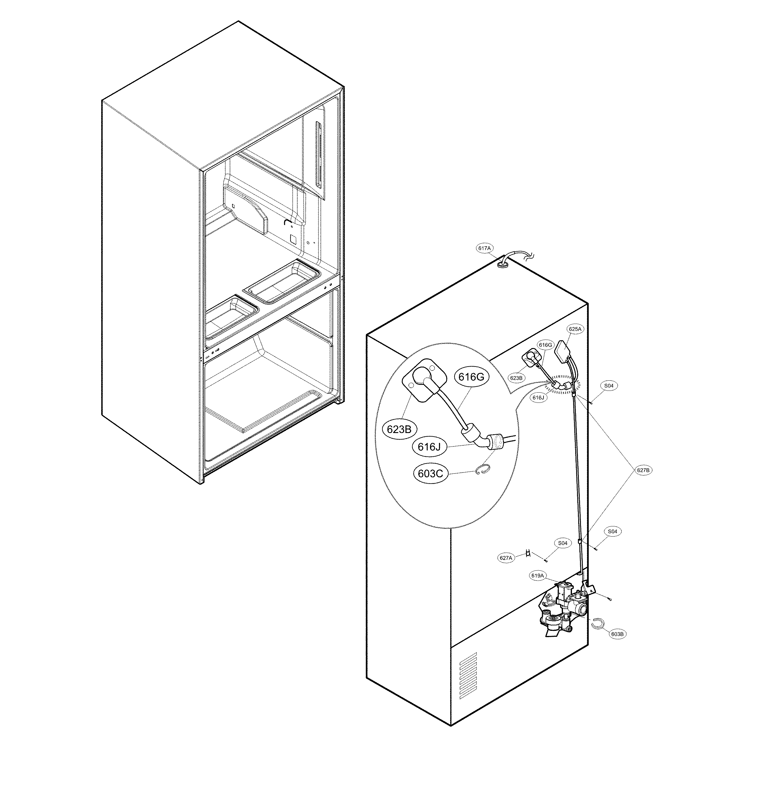 LG LFXS32766S/00 valve and water parts diagram