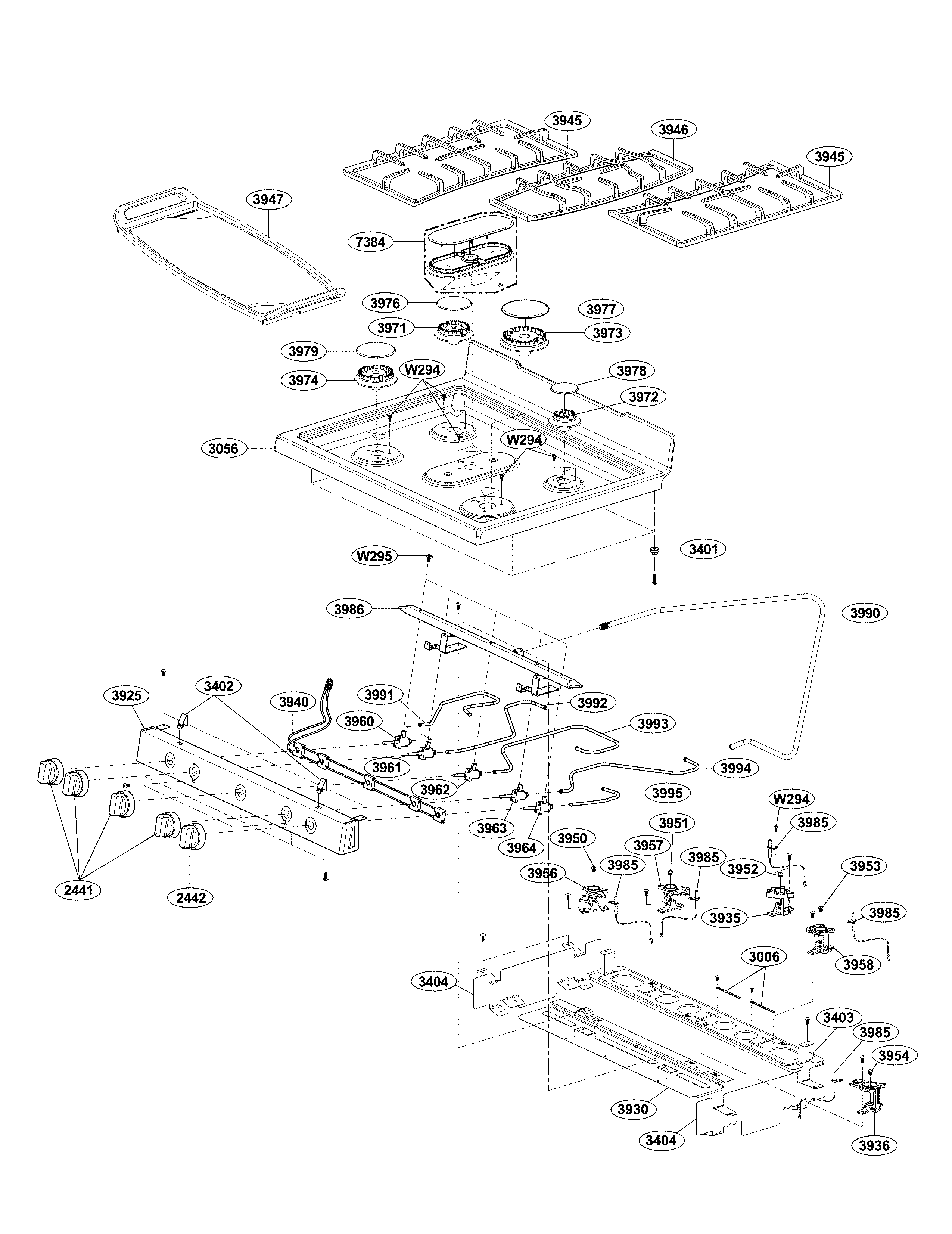 LG LDG3036BD/00 cooktop parts diagram