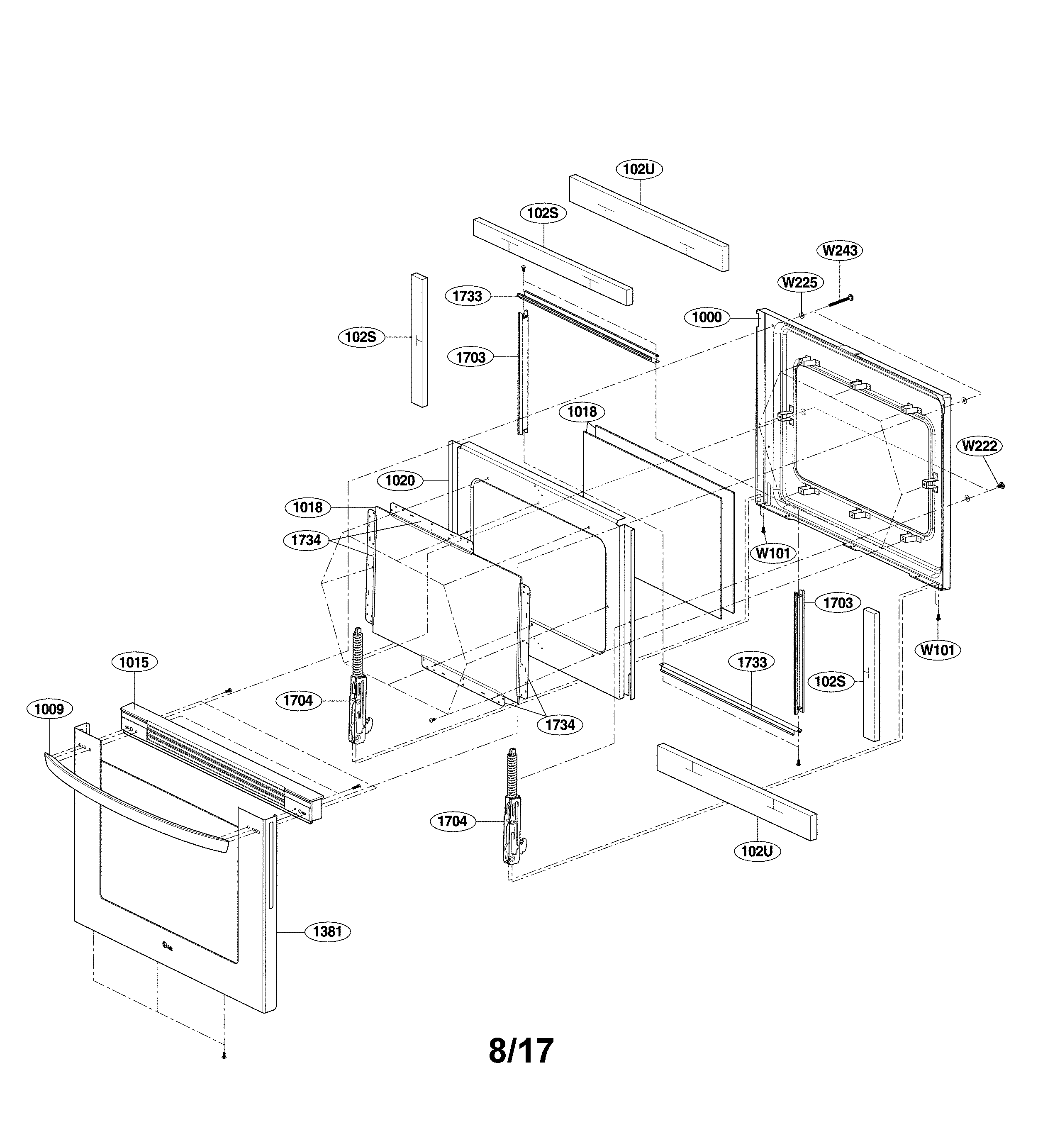 LG LSE3090ST/00 door parts diagram