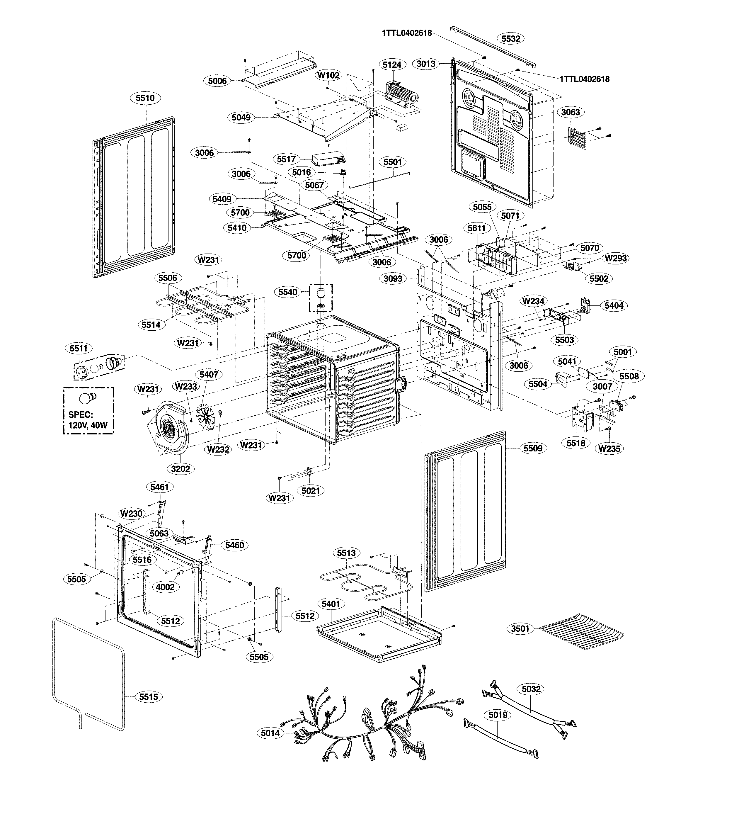 LG LSE3090ST/00 cavity parts diagram