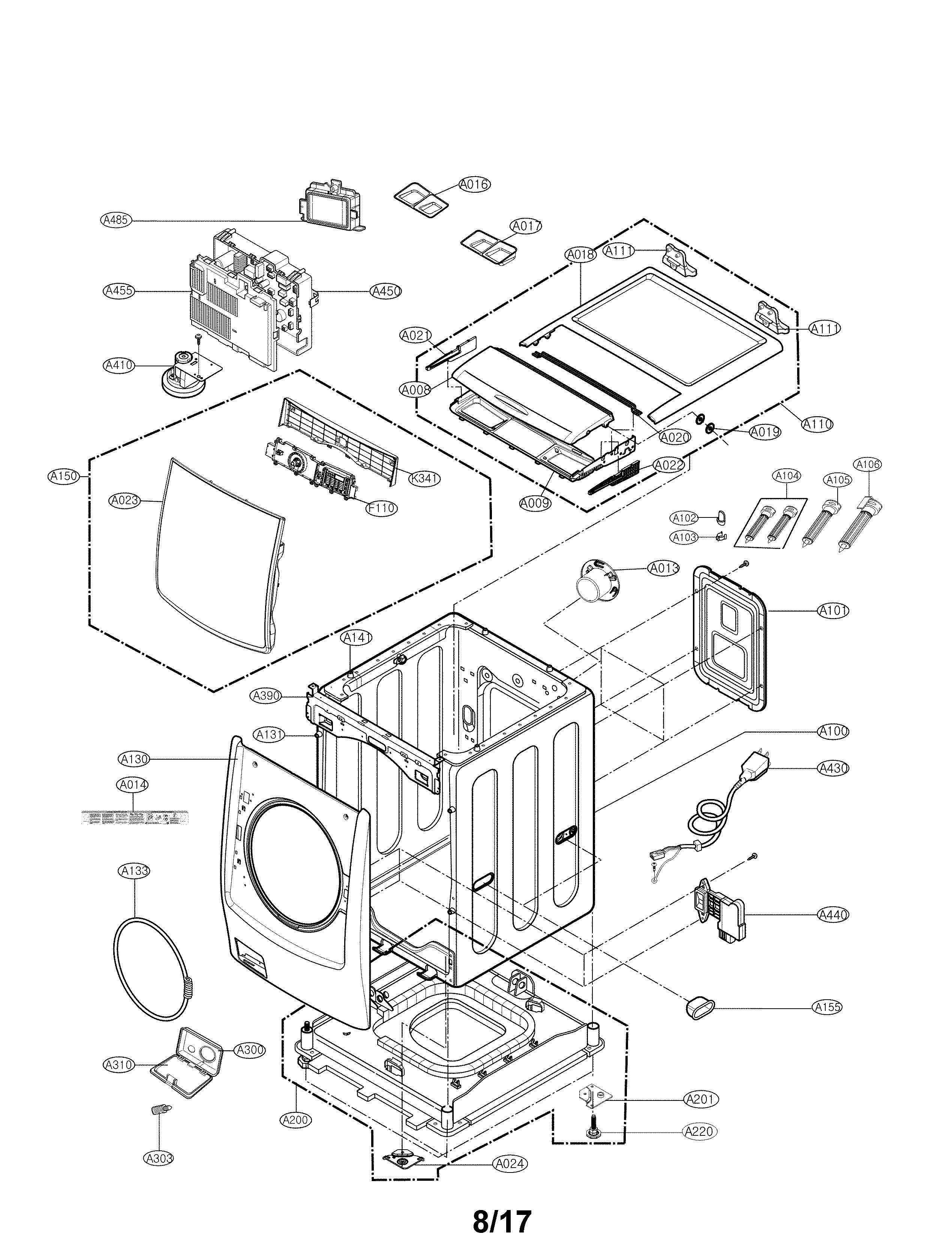 LG WM9500HKA cabinet parts diagram