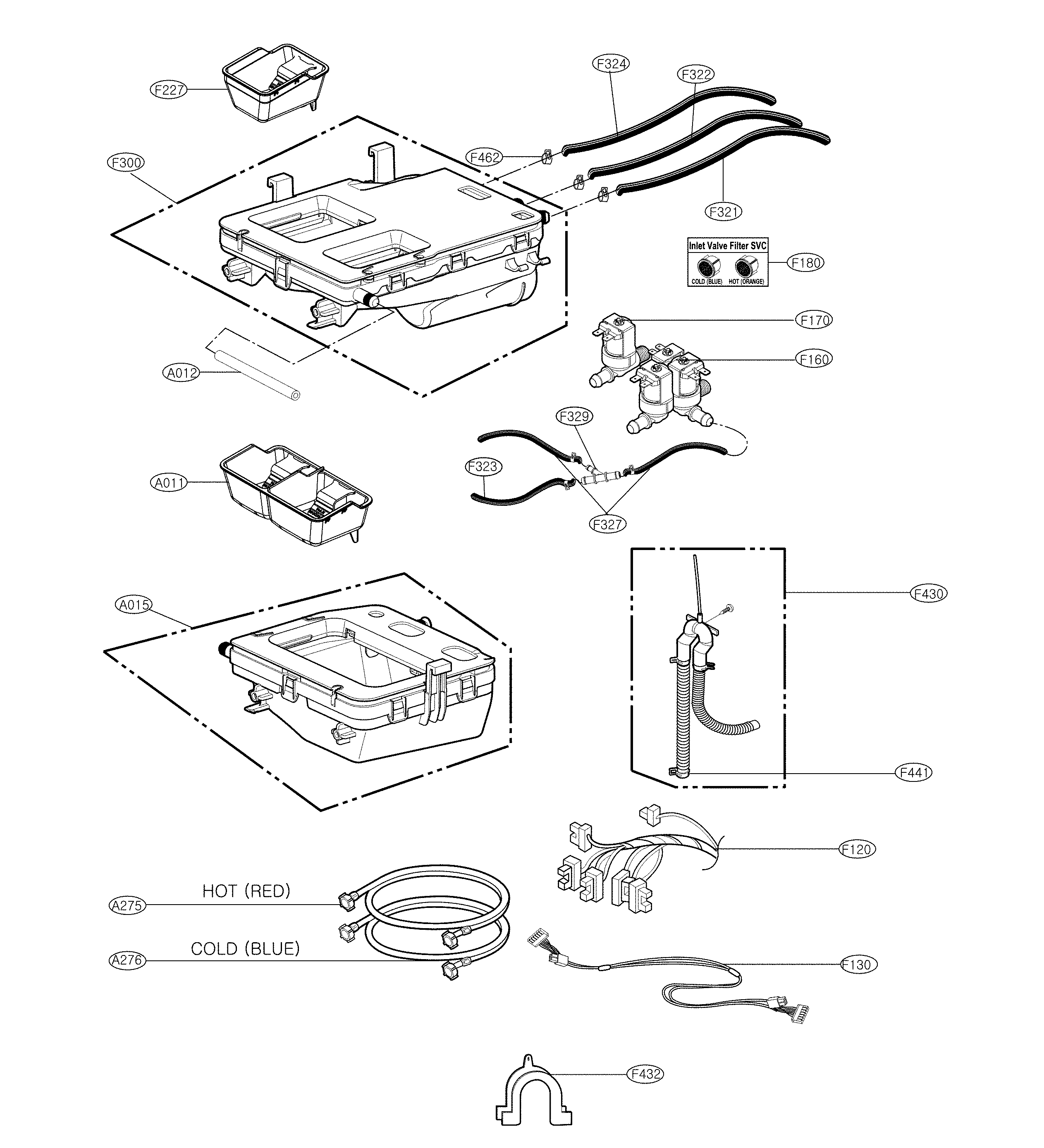 LG WM9500HKA dispenser parts diagram