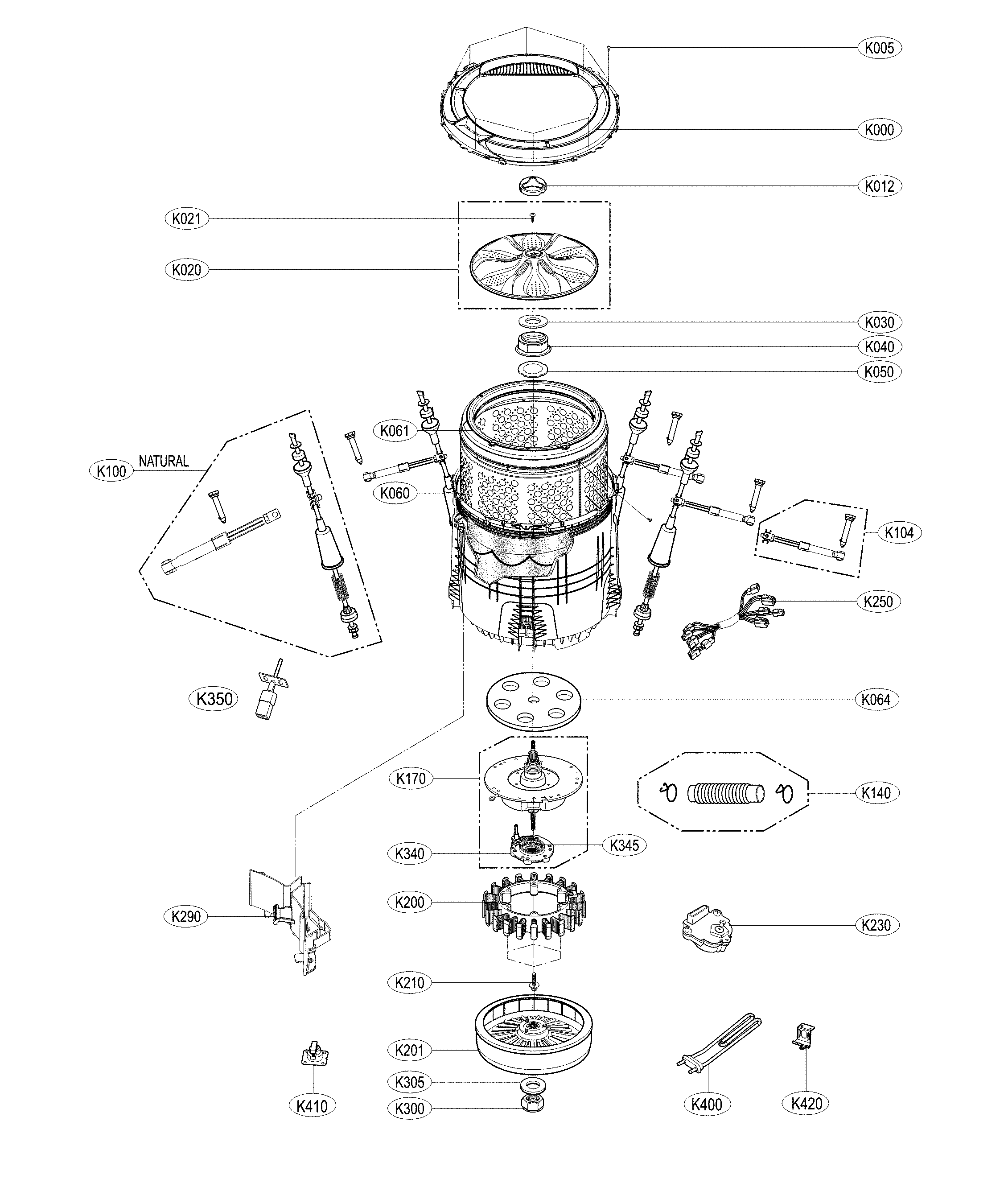 LG WT1801HVA tub parts diagram