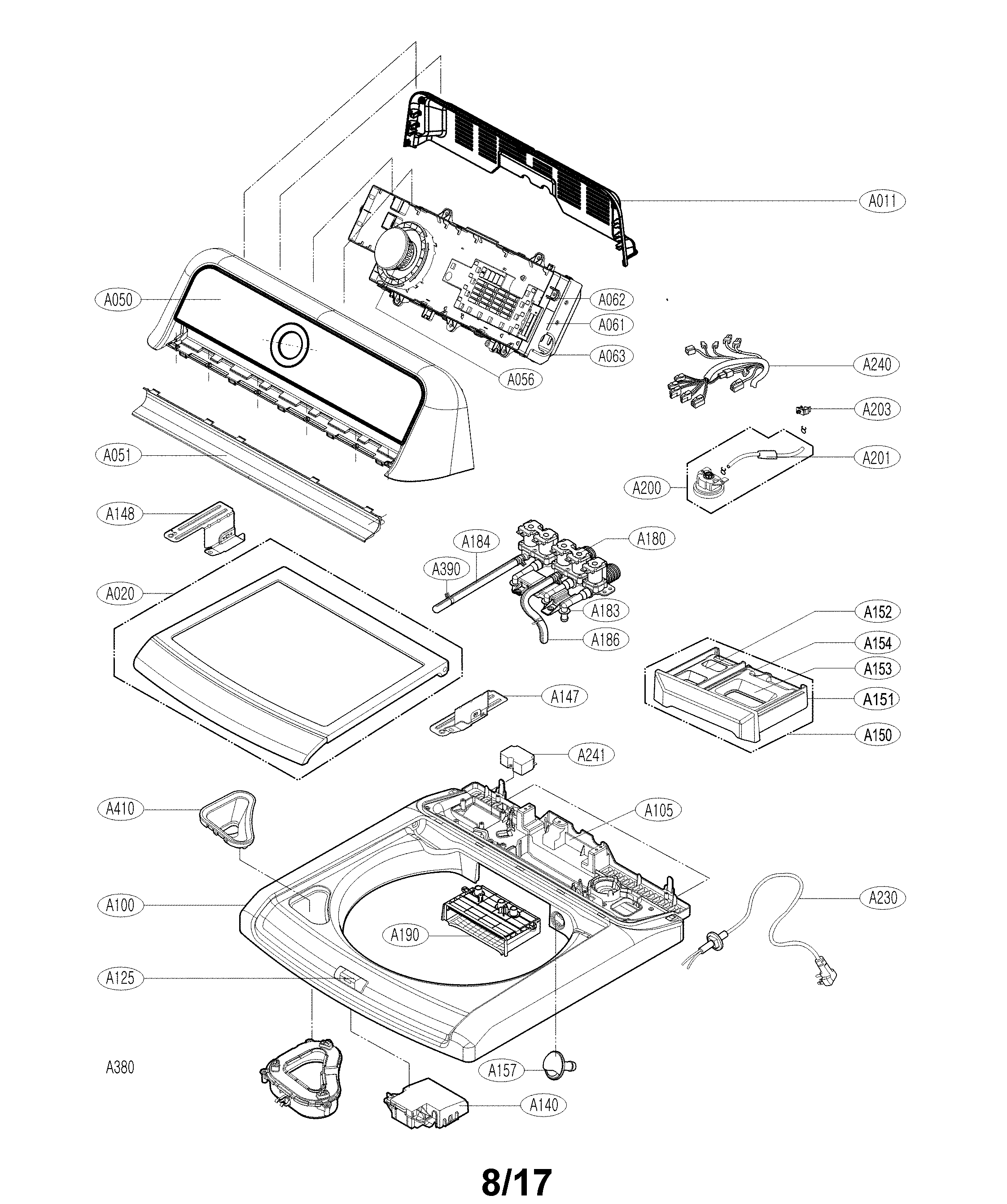 LG WT7600HWA top cover parts diagram