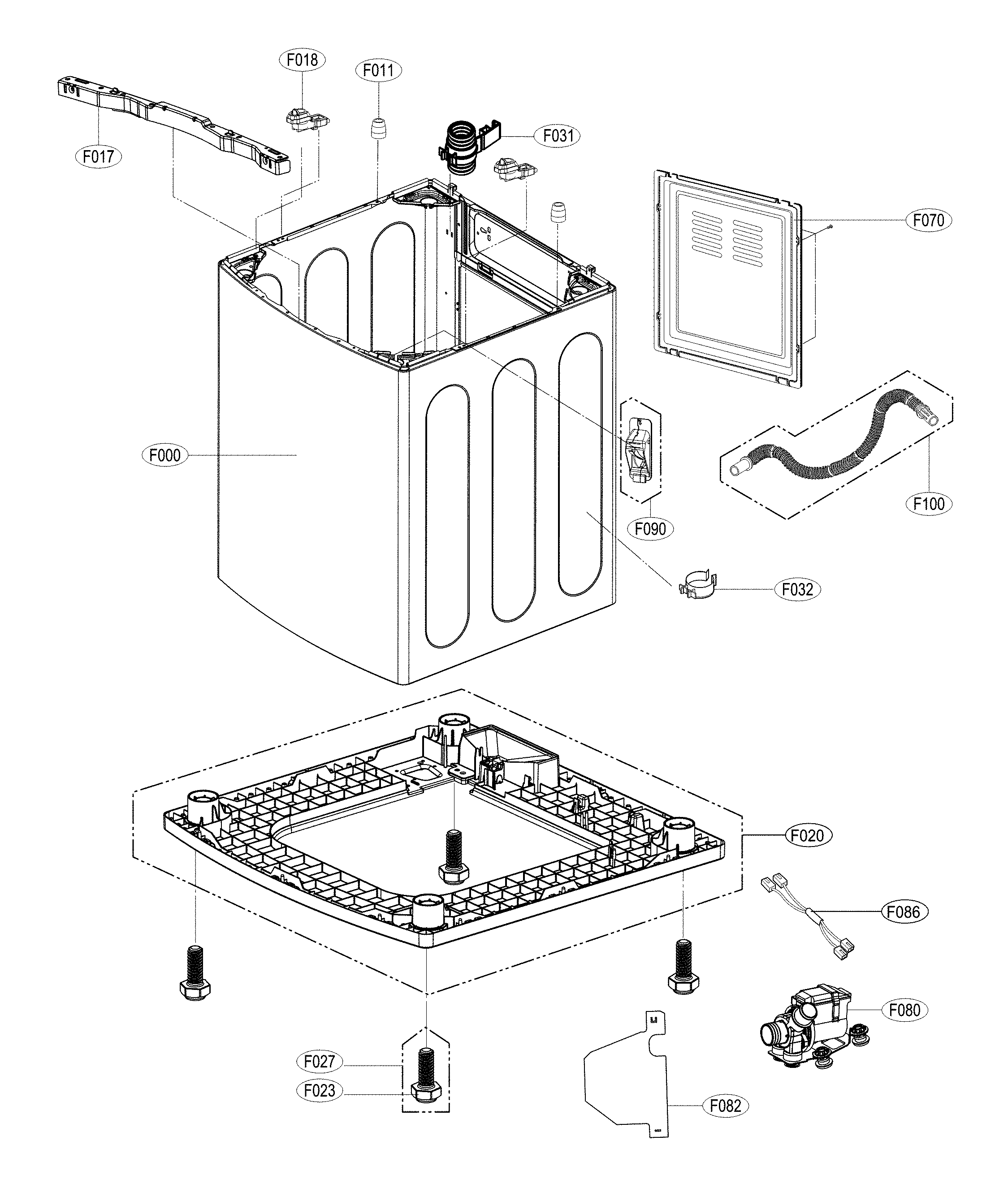 LG WT7600HWA outer case parts diagram