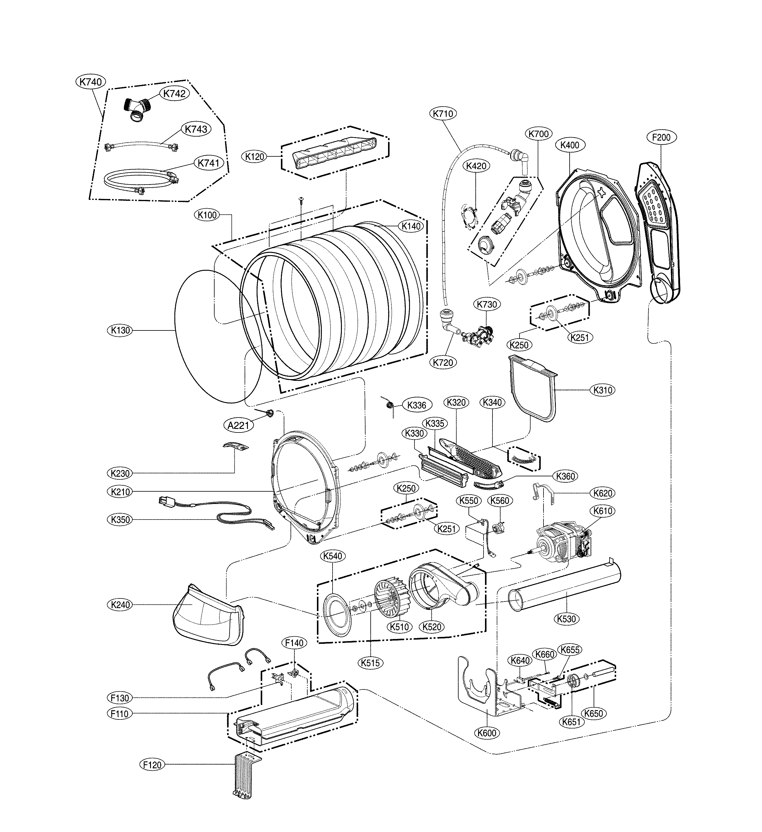 LG DLEY1901KE drum parts diagram