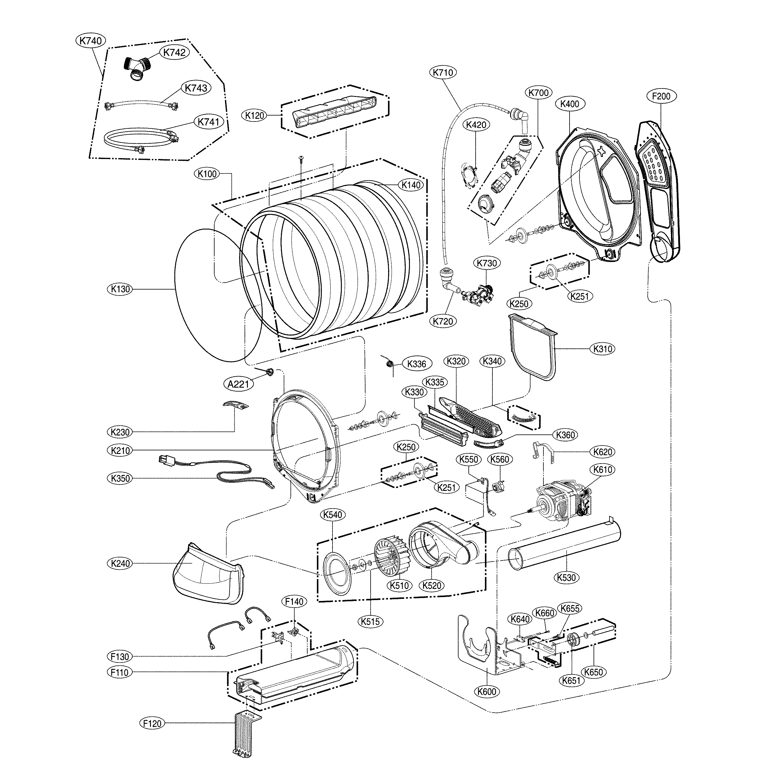LG DLEY1901WE drum parts diagram