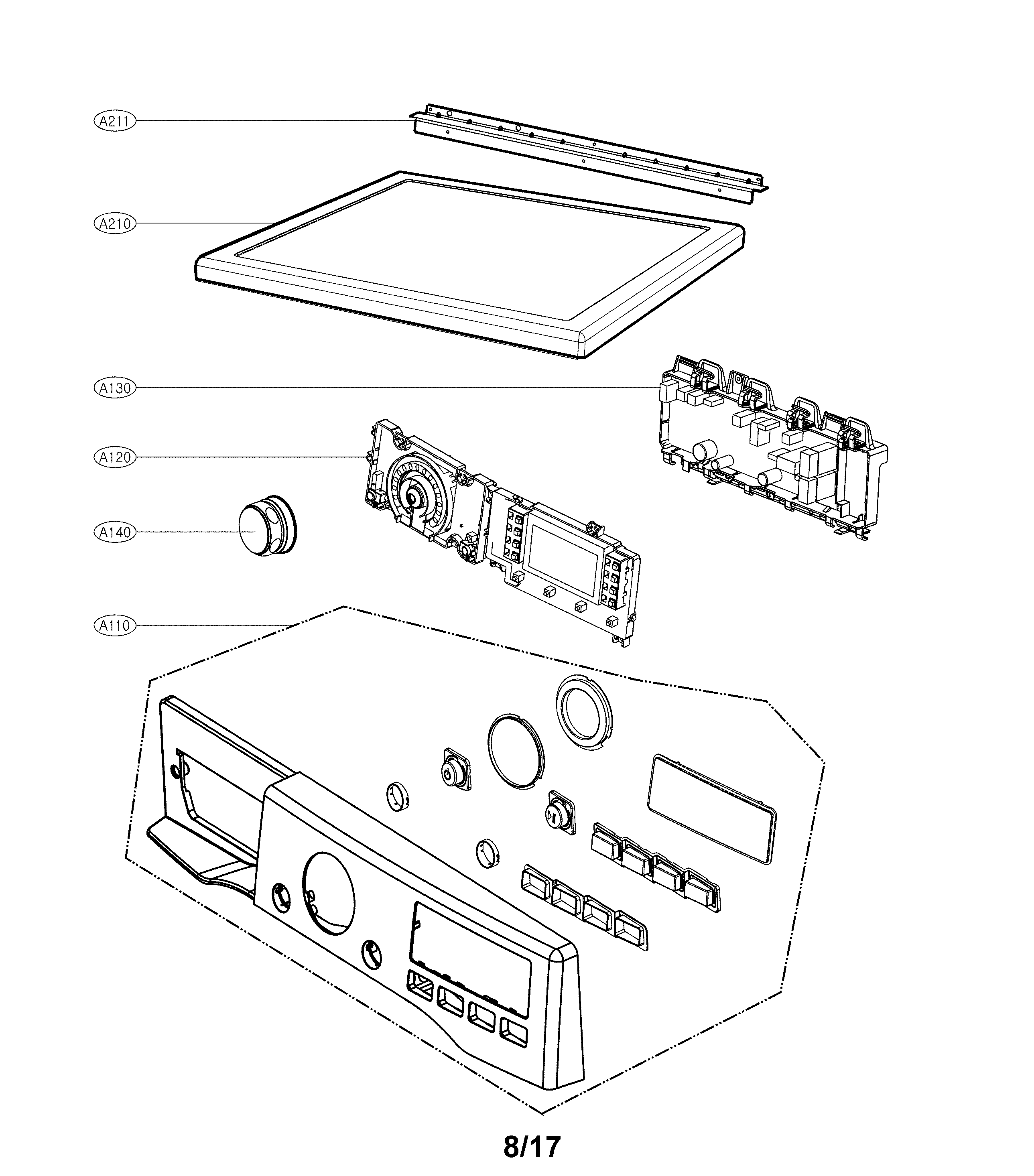 LG DLGX2651R control panel parts diagram