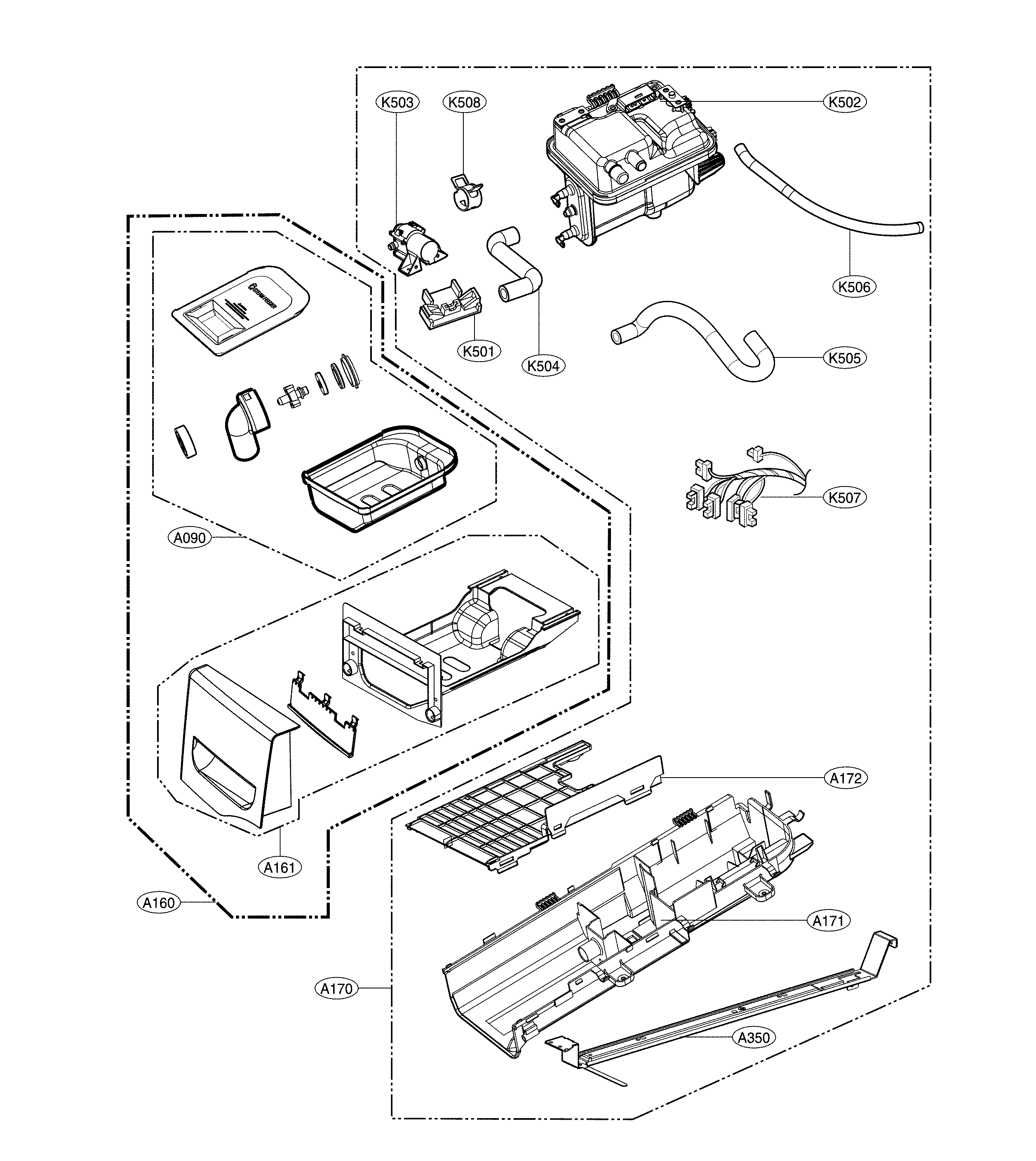 LG DLGX2651R drawer and panel parts diagram