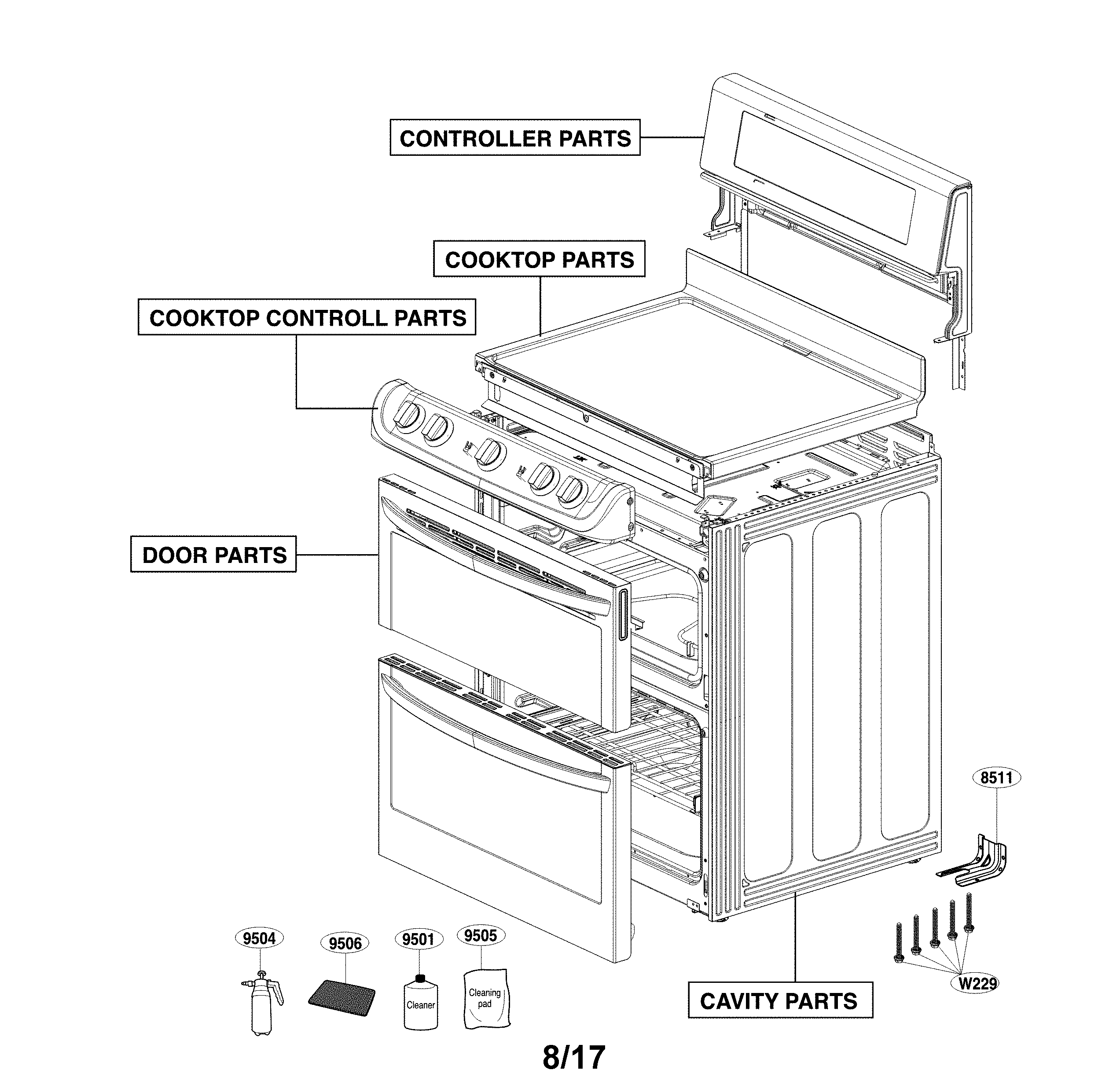 LG LDE4411ST/00 accessory parts diagram
