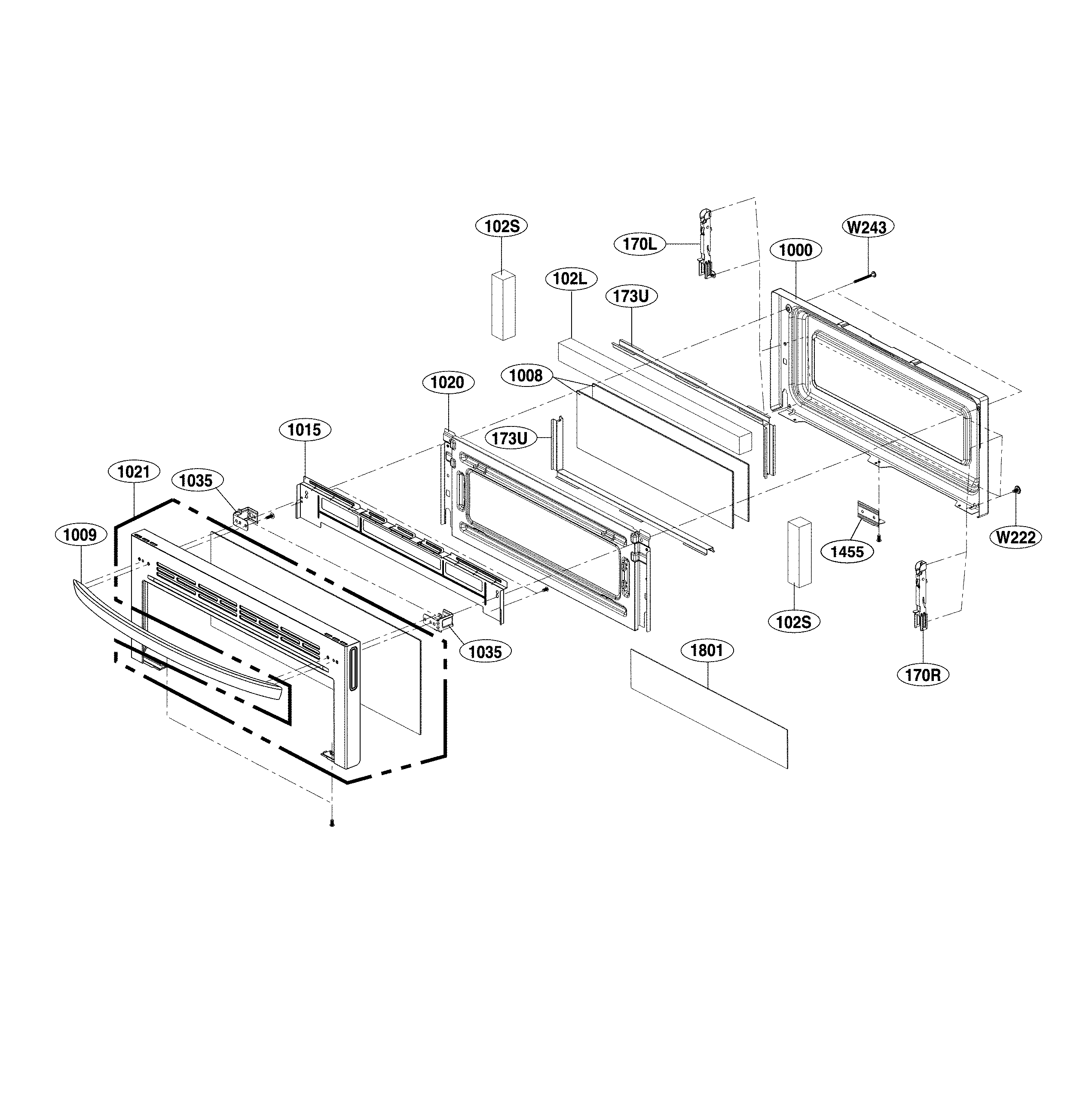 LG LDE4411ST/00 upper door parts diagram