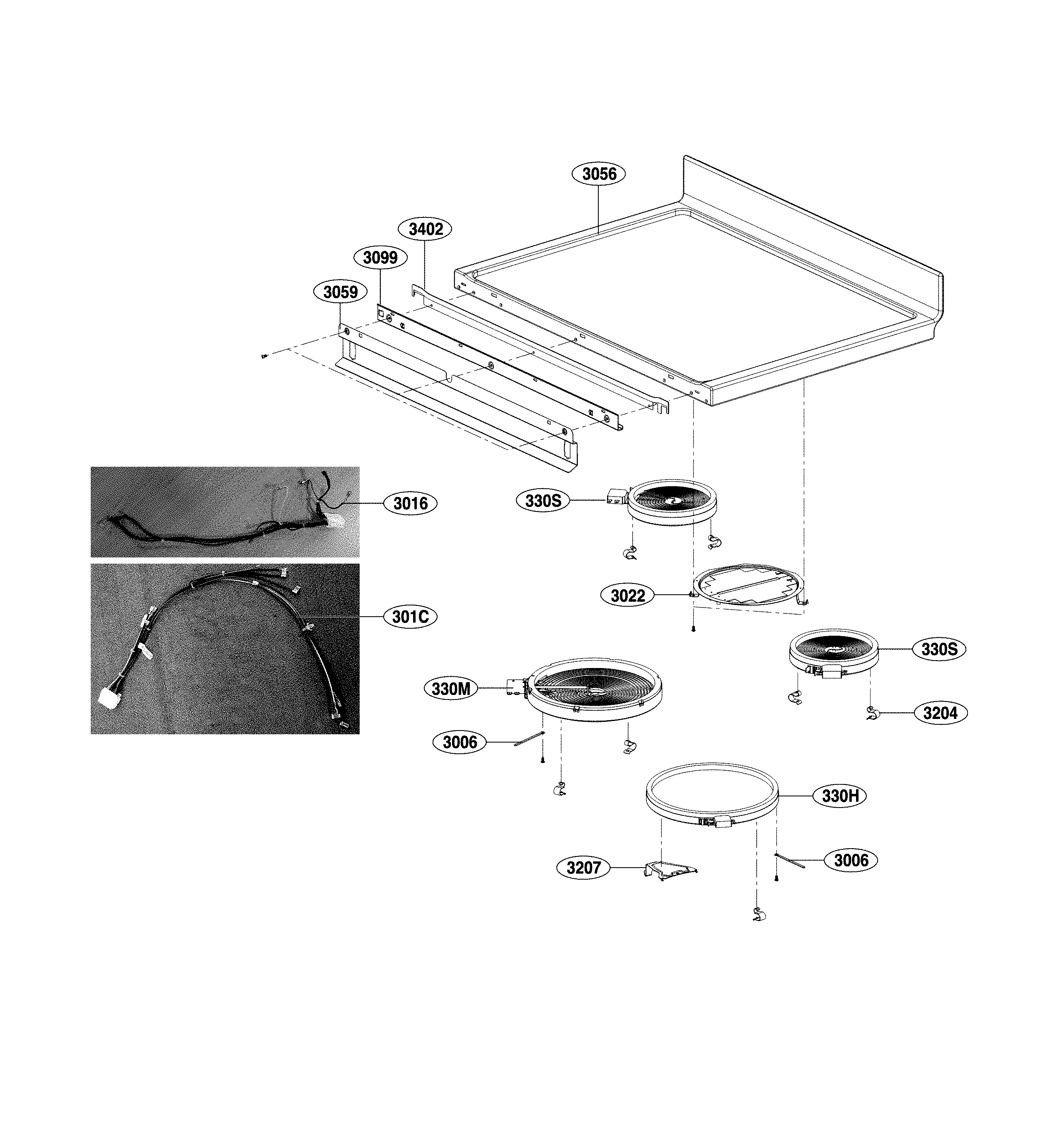 LG LDE4411ST/00 cooktop parts diagram