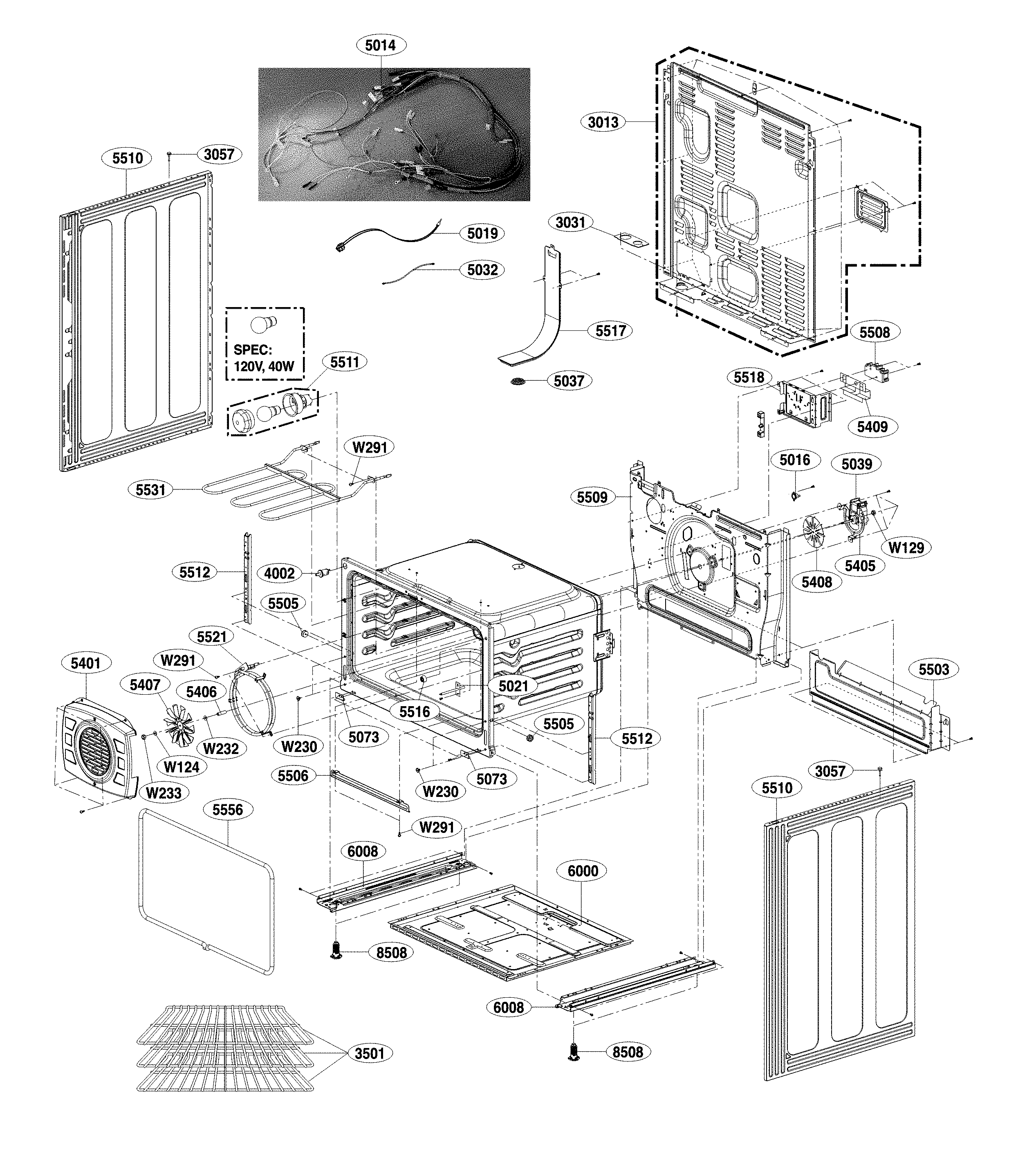 LG LDE4411ST/00 lower cavity parts diagram