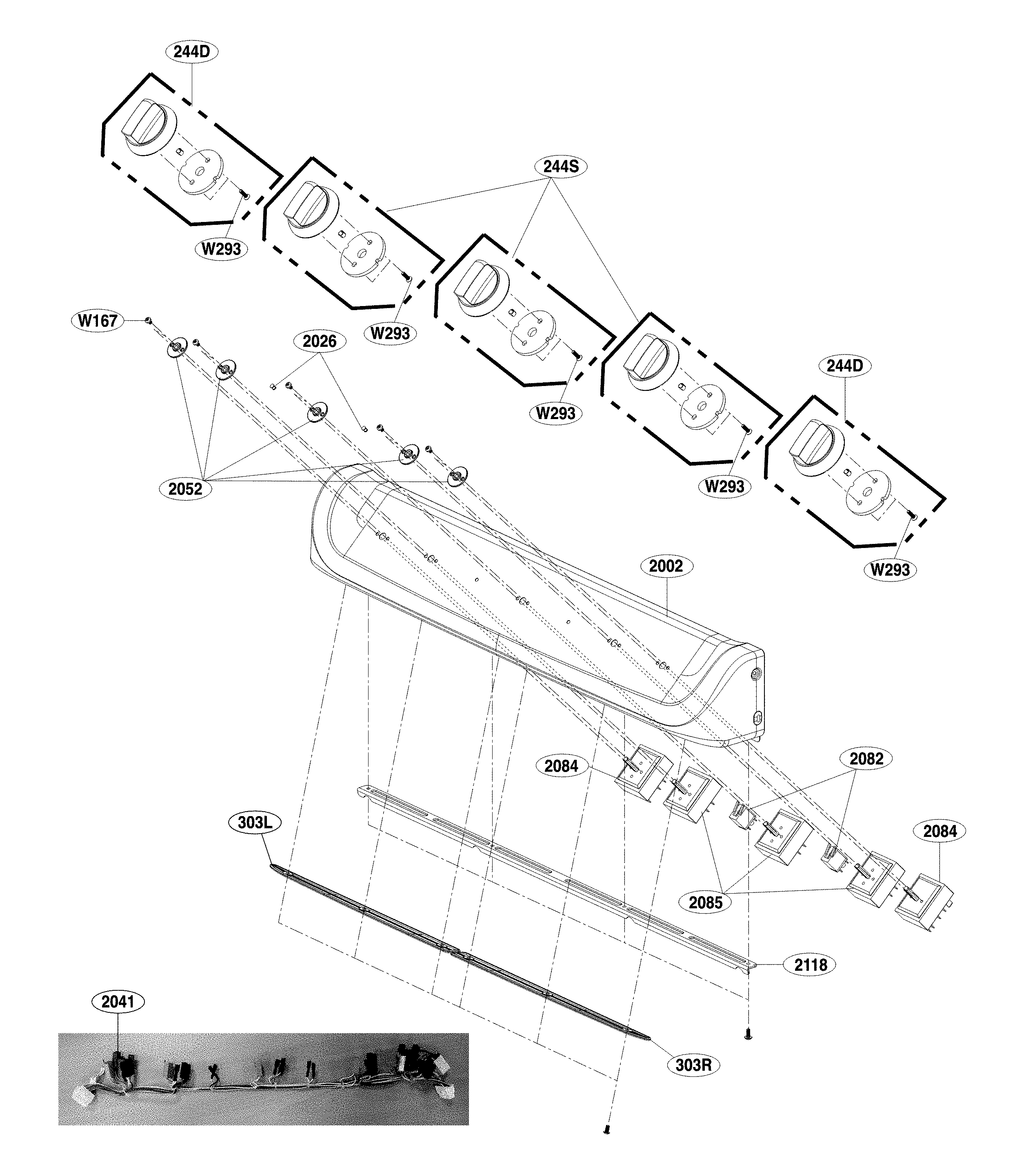LG LDE4413BD/00 cooktop control parts diagram