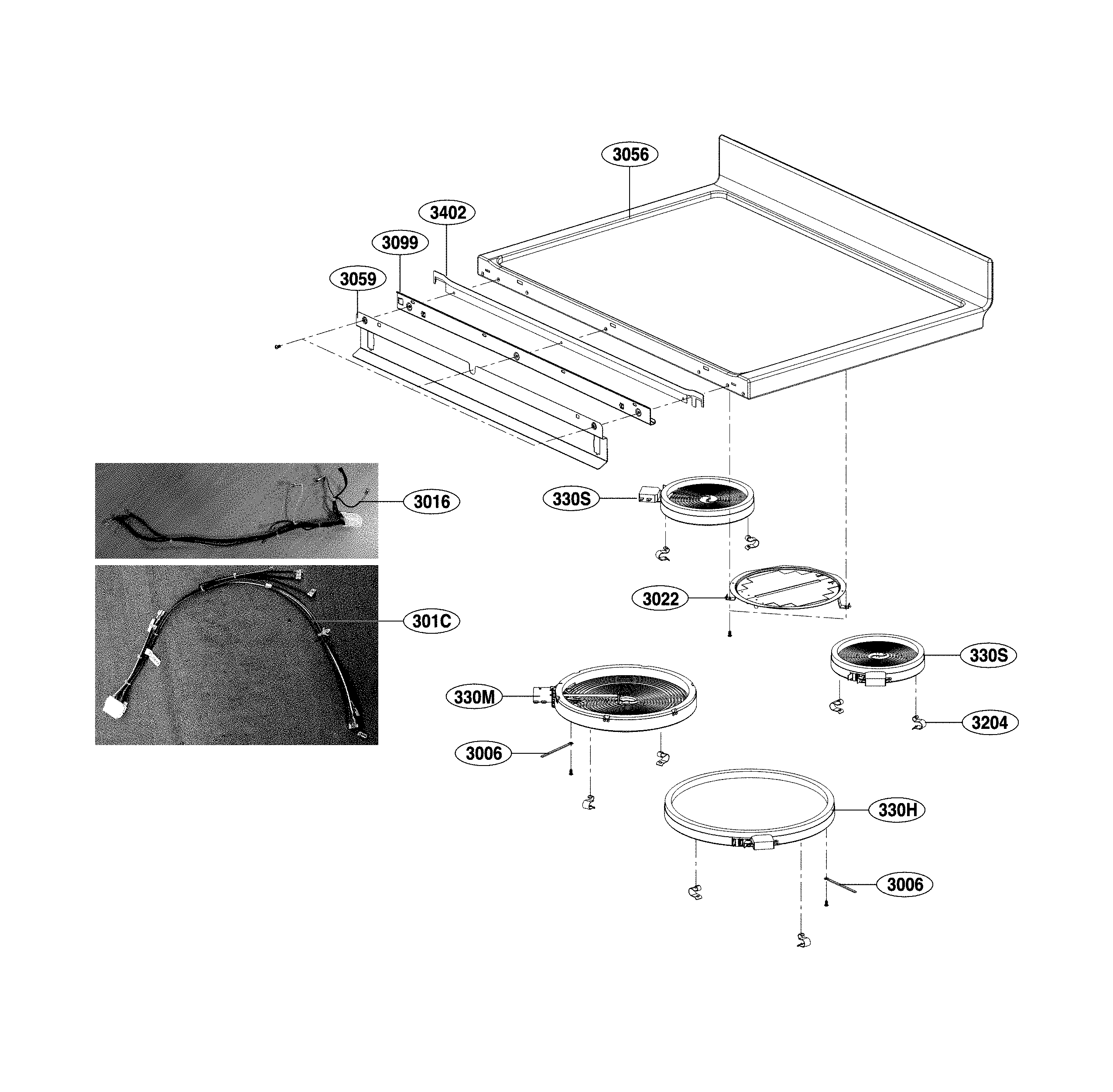 LG LDE4413BD/00 cooktop parts diagram