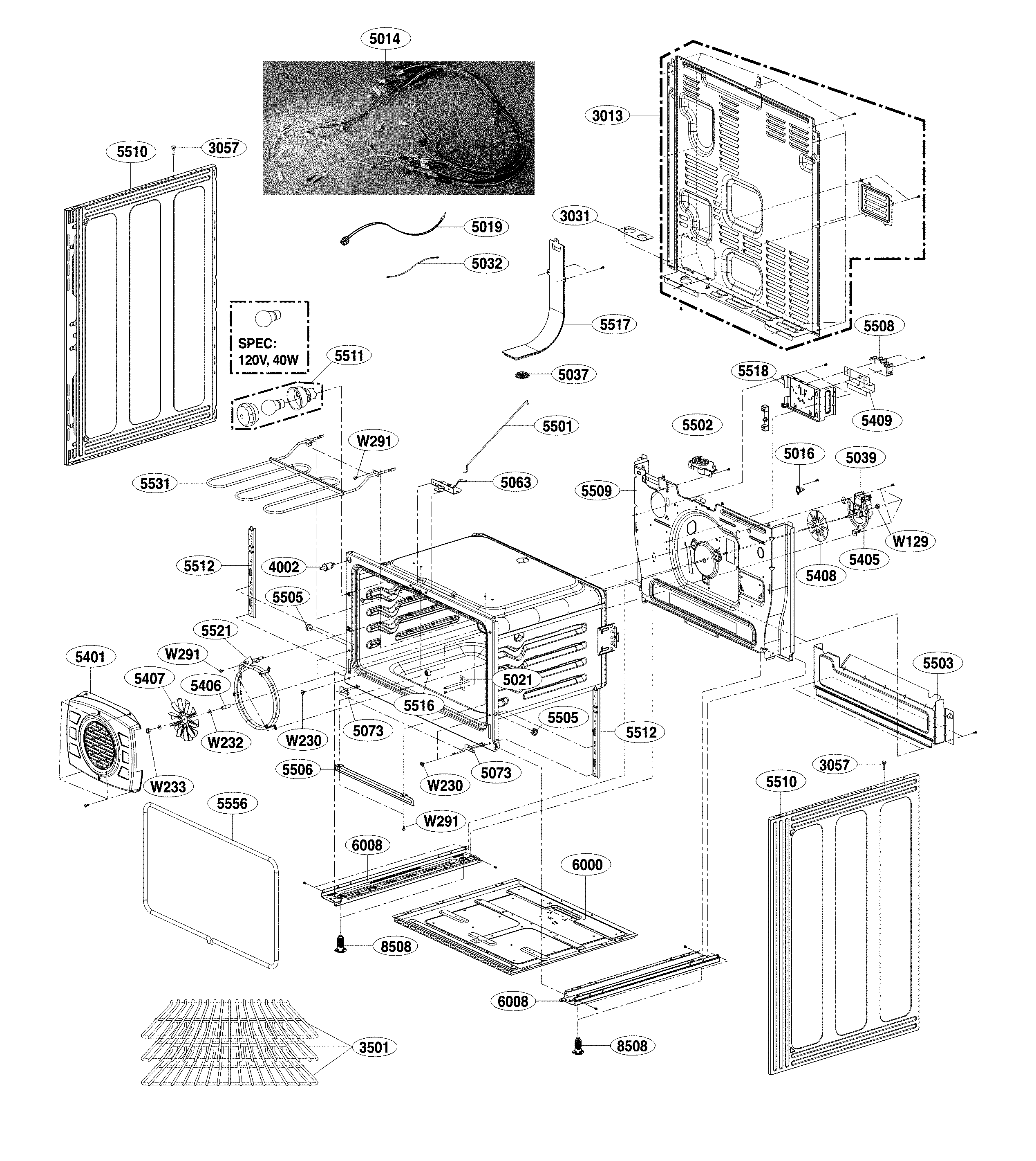 LG LDE4413BD/00 lower cavity parts diagram
