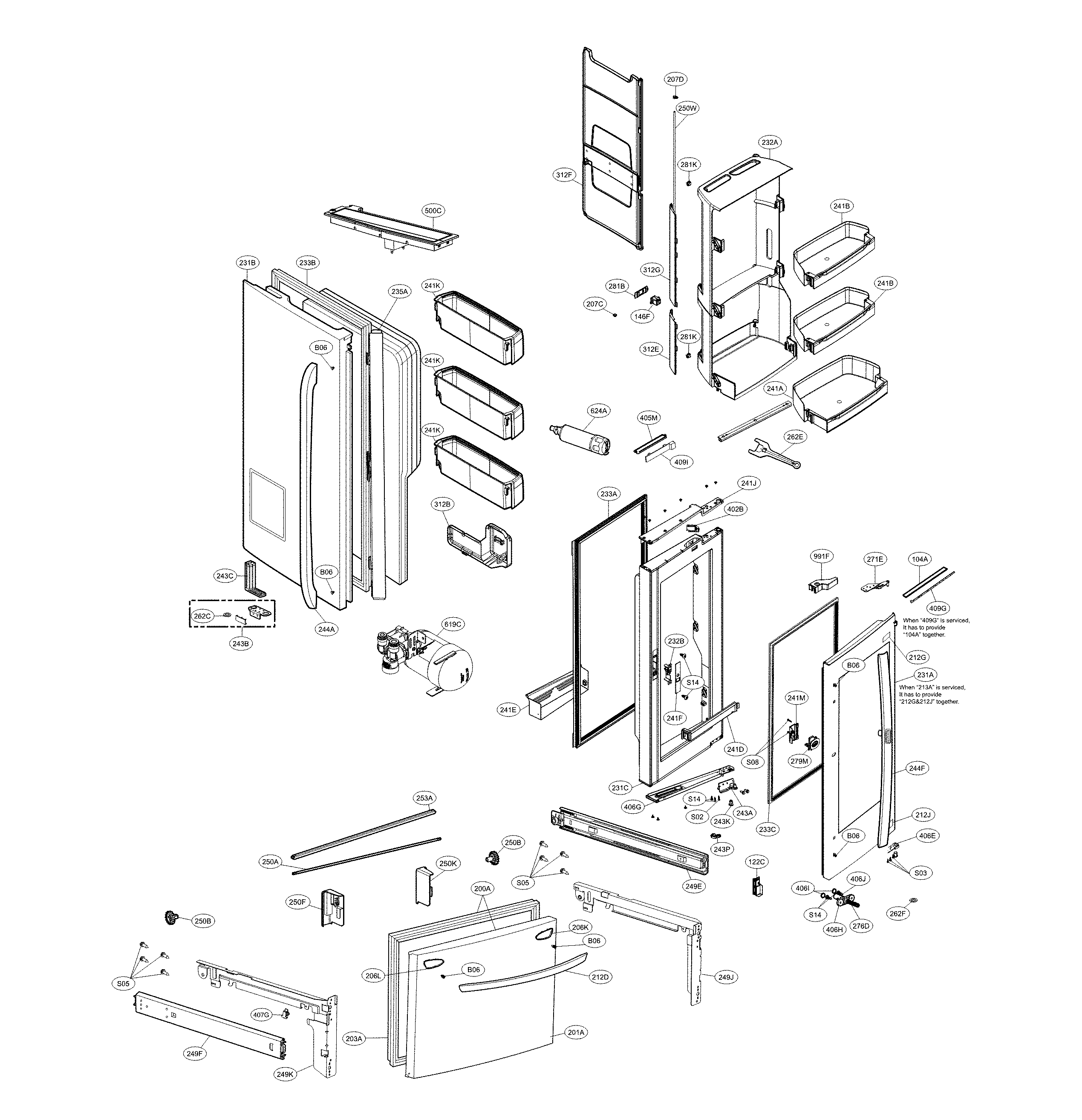 LG LFXS30796S/00 door parts diagram