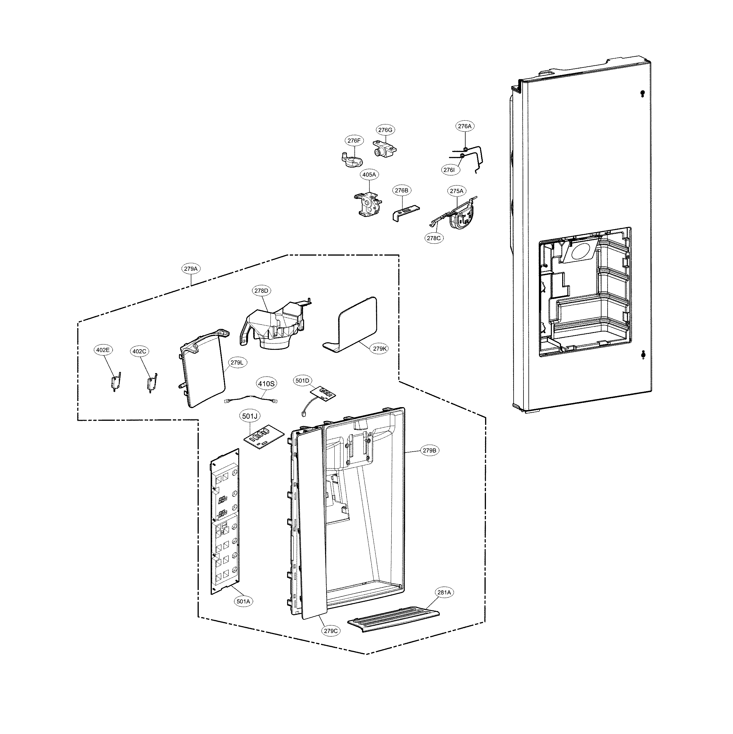 LG LFXS30796S/00 dispenser parts diagram
