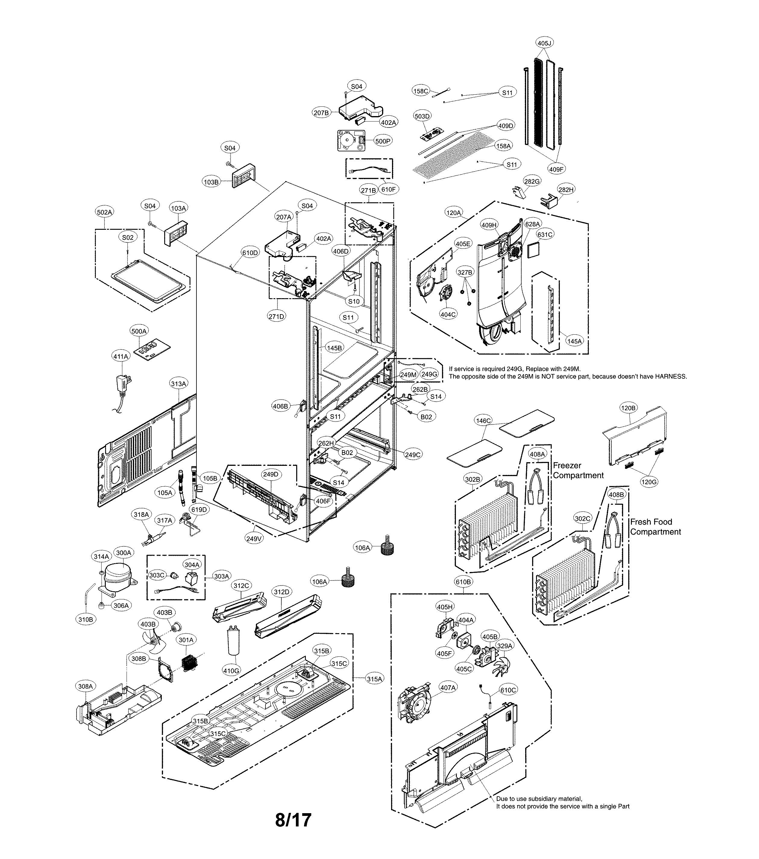 LG LMXC23796D/00 case parts diagram