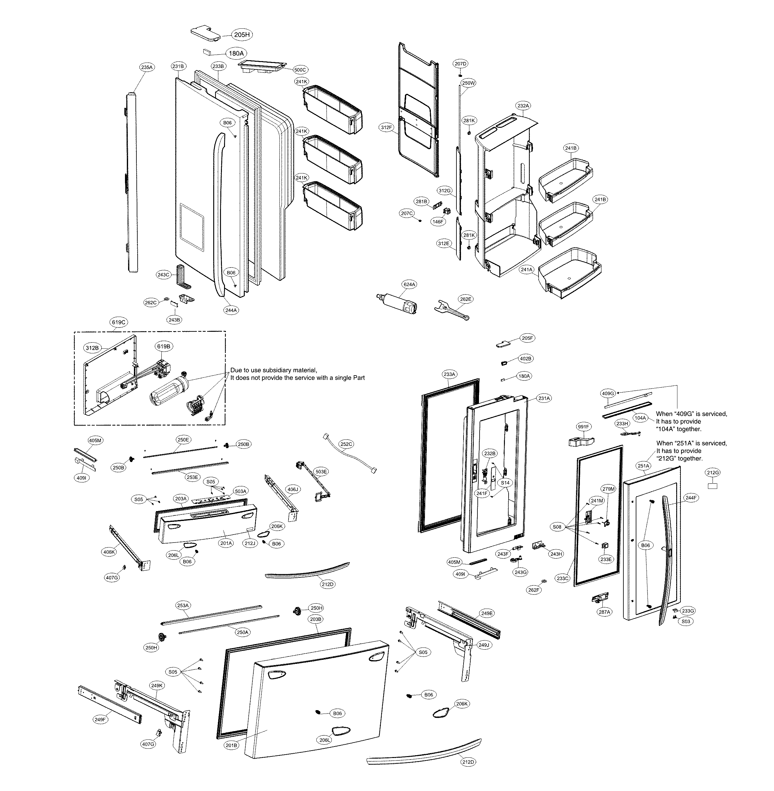 LG LMXS30796D/00 door parts diagram
