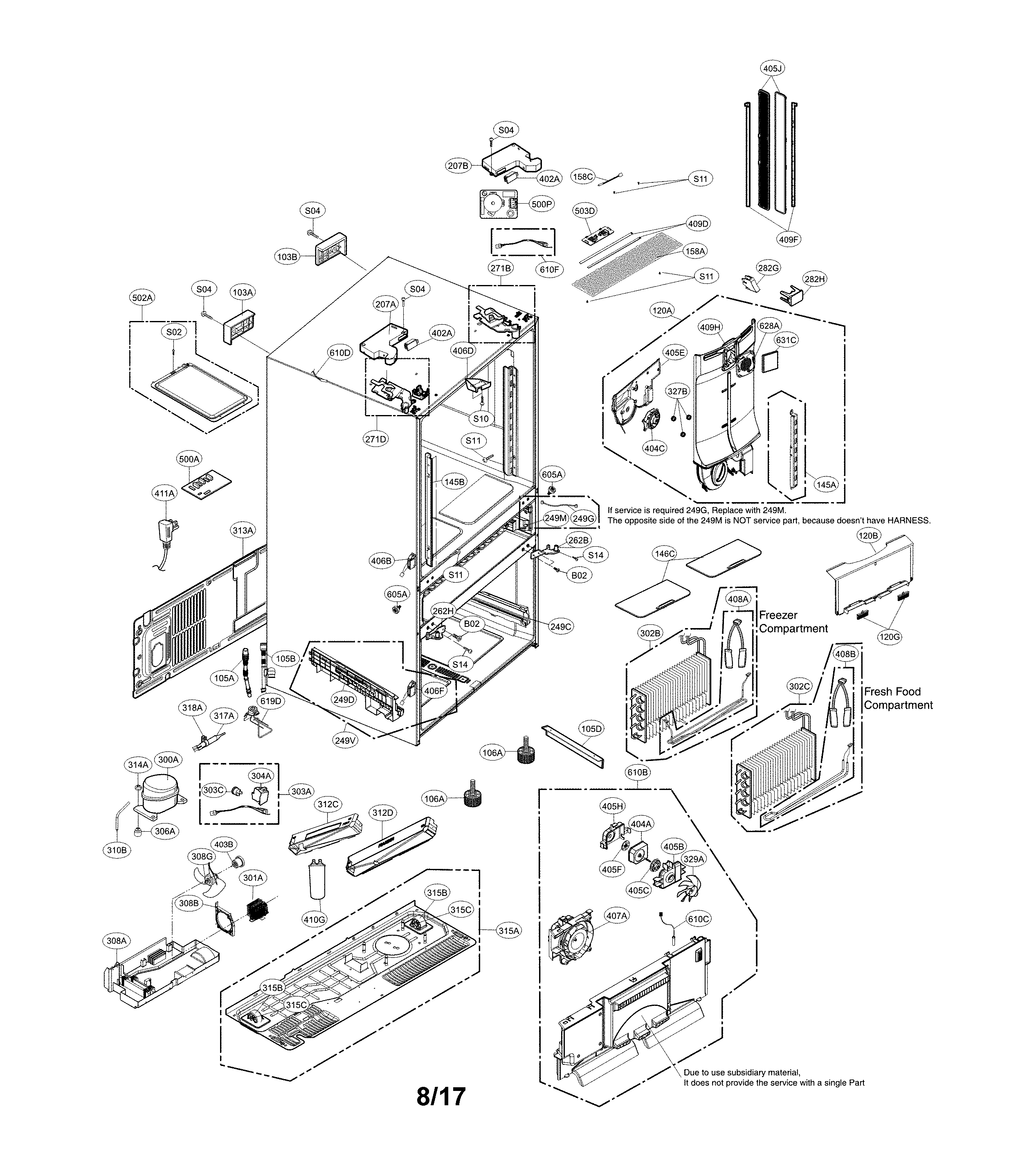 LG LMXS30796S/00 case parts diagram