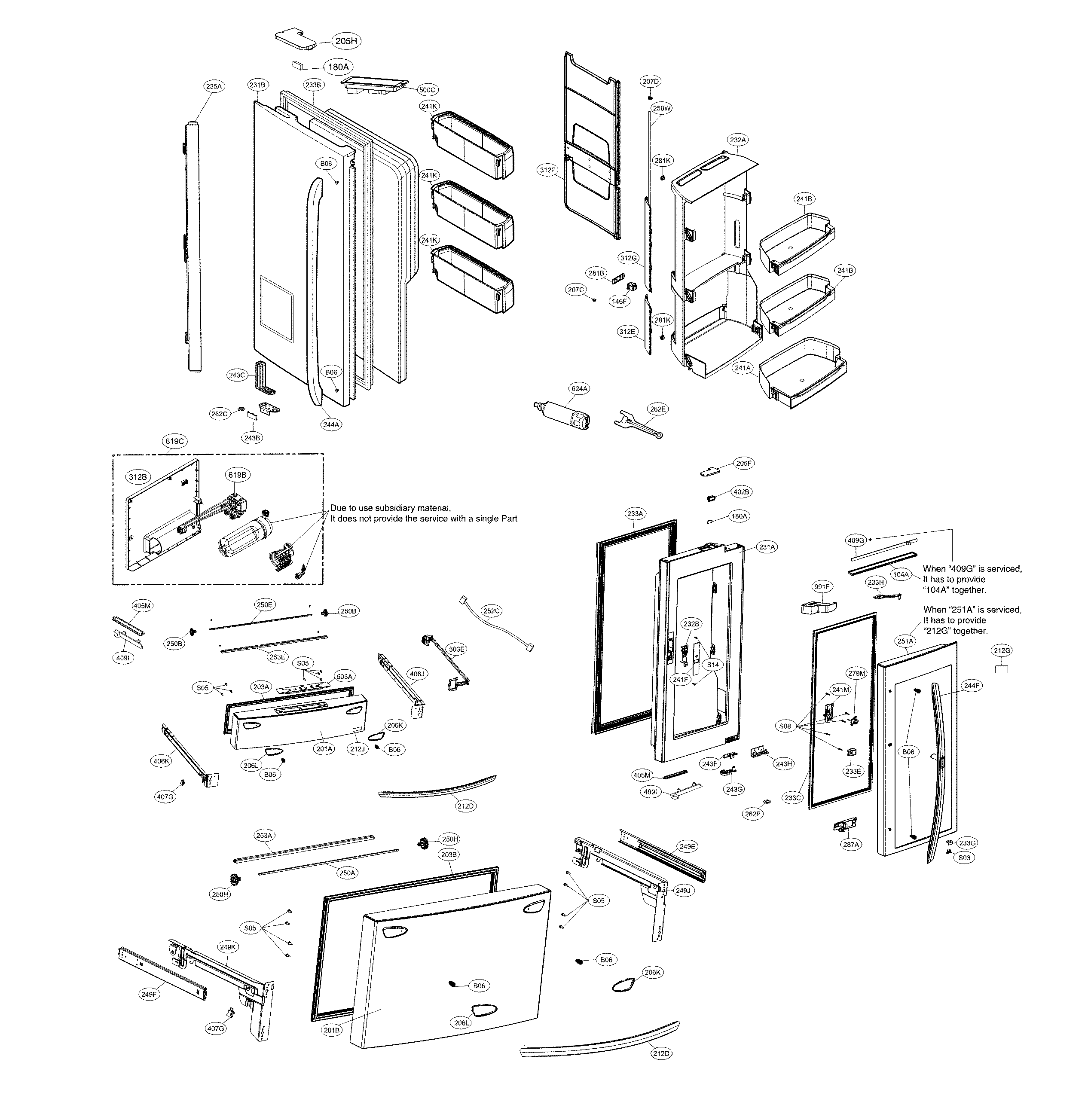 LG LMXS30796S/00 door parts diagram