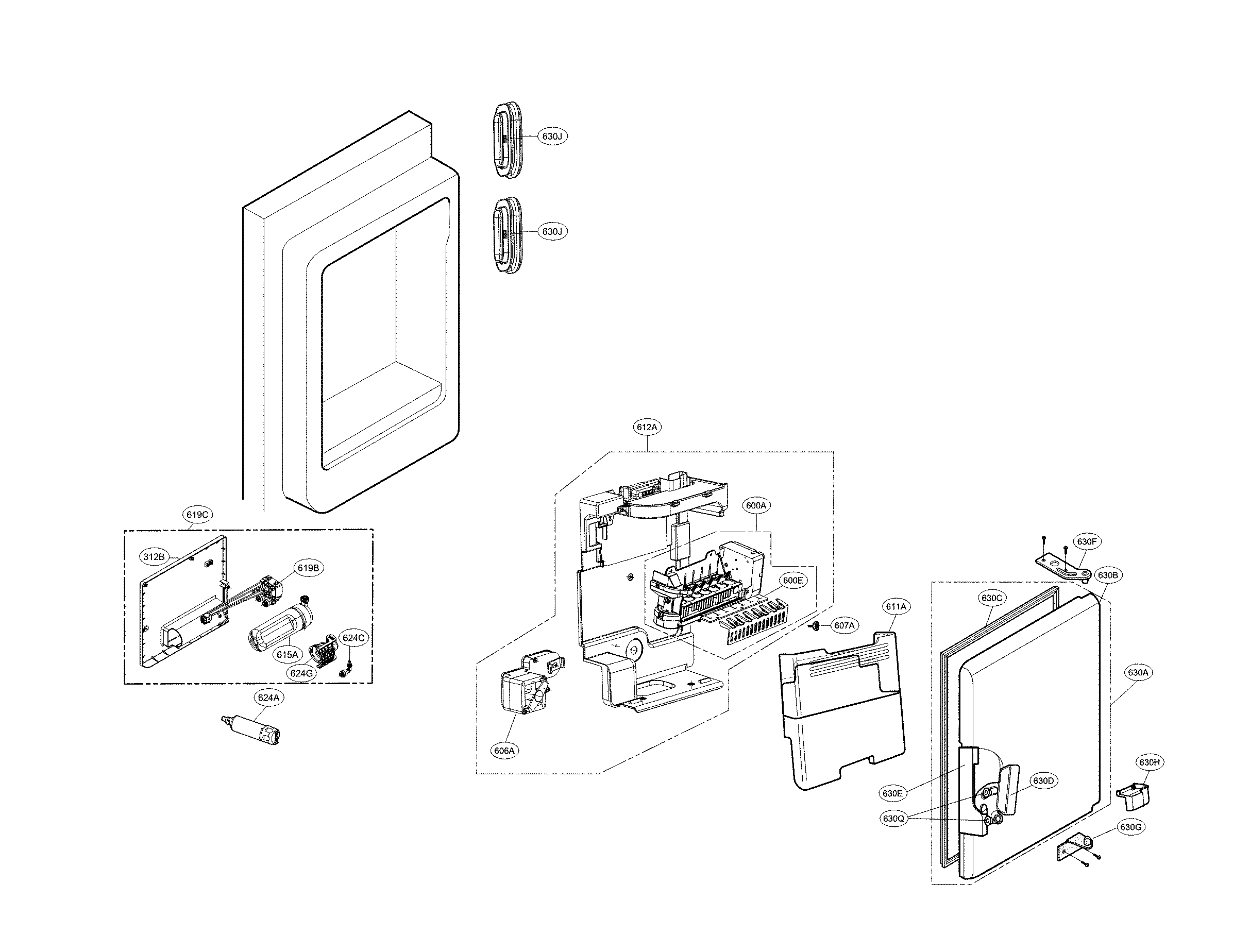 LG LNXC23726S/00 ice maker parts diagram
